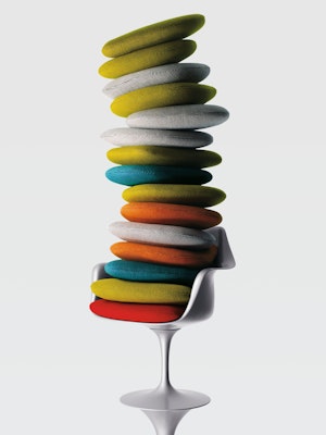 Eero Saarinen Tulip chair with Cato seat pads and platinum seat finish