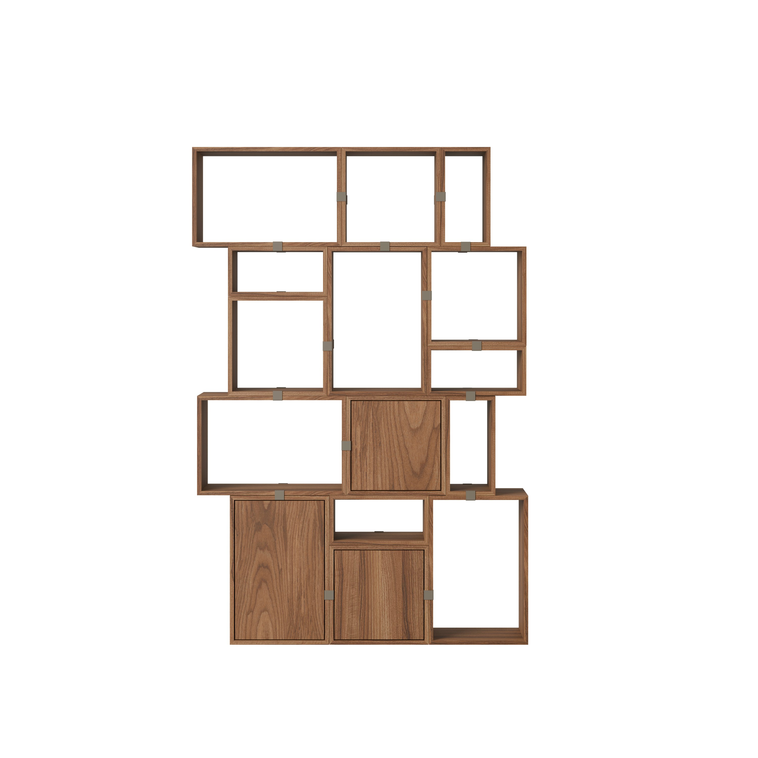 Stacked Storage Bookcase - Configuration 2, Walnut, No Base