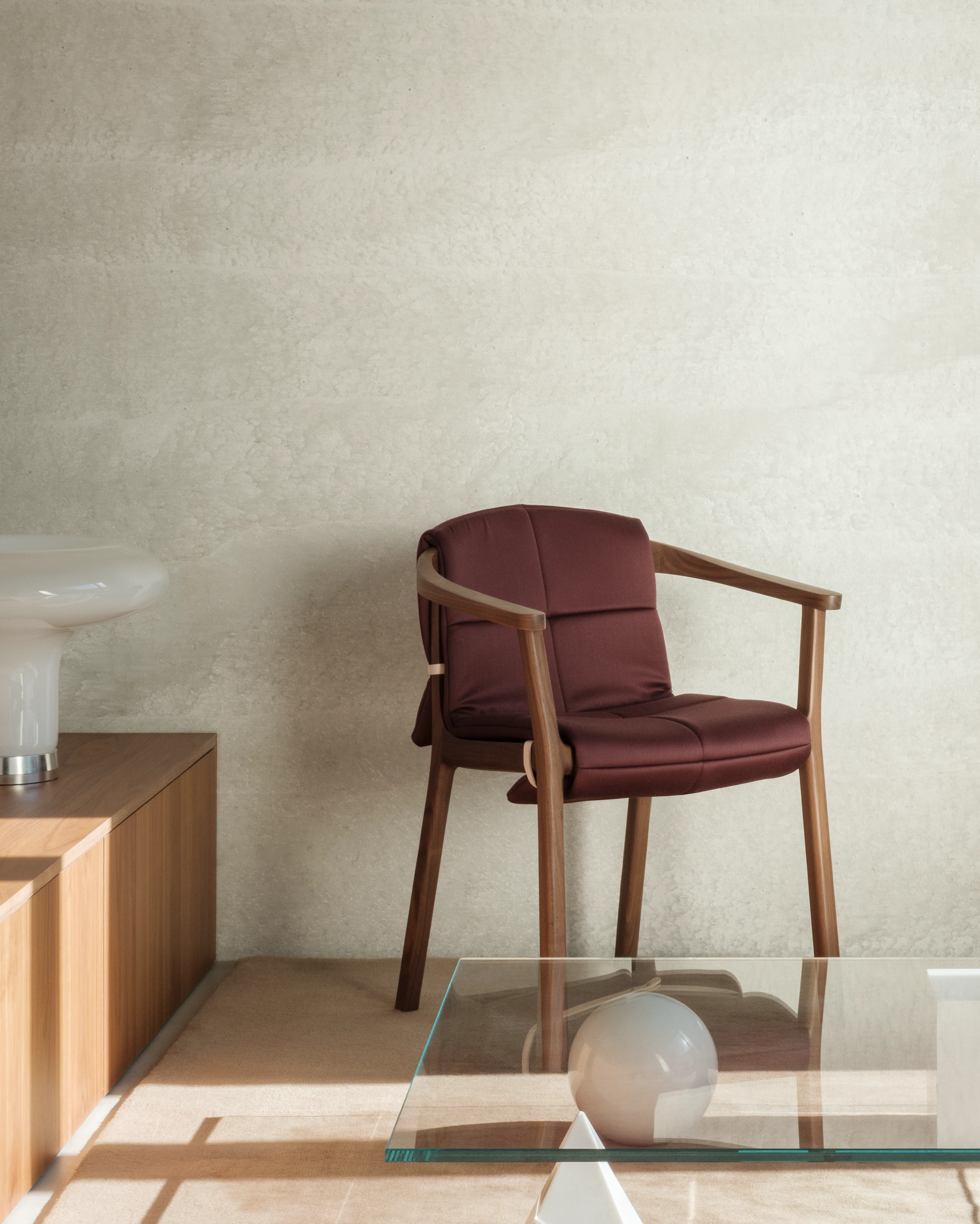 Lijn Armchair with fabric covering in a community space