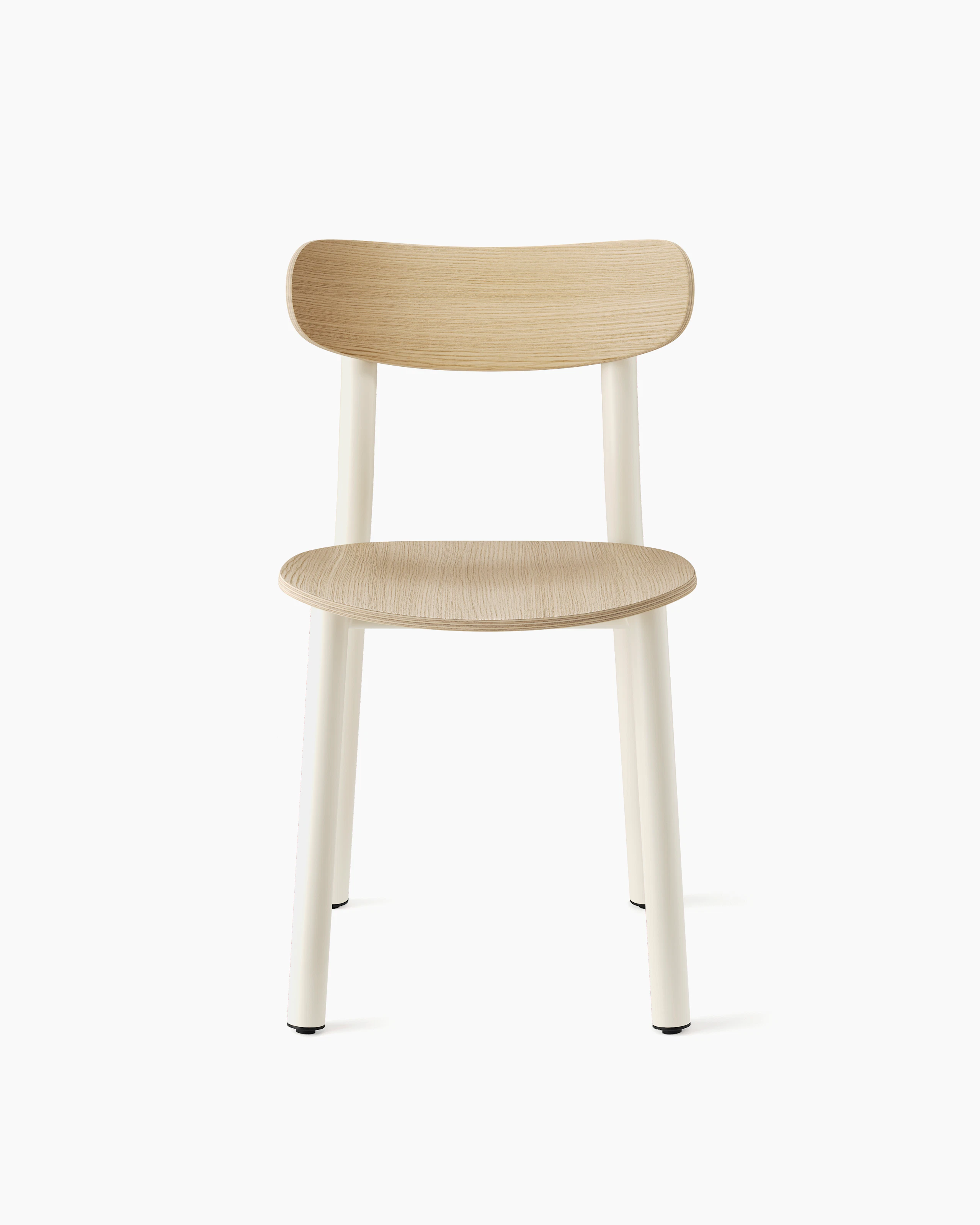 White background shot of Lotti Chair with Oyster frame and Oak seat and back