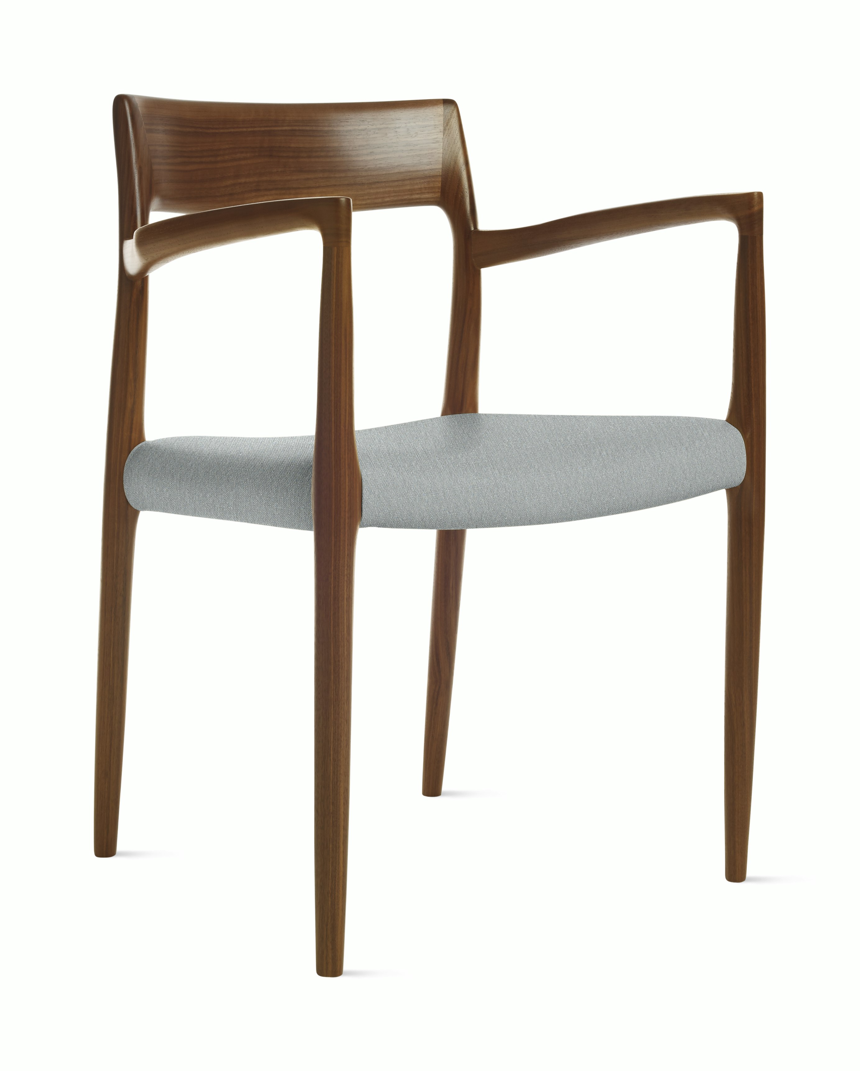 Moller Model 57 Armchair in Walnut,  Album Linen,  Powder