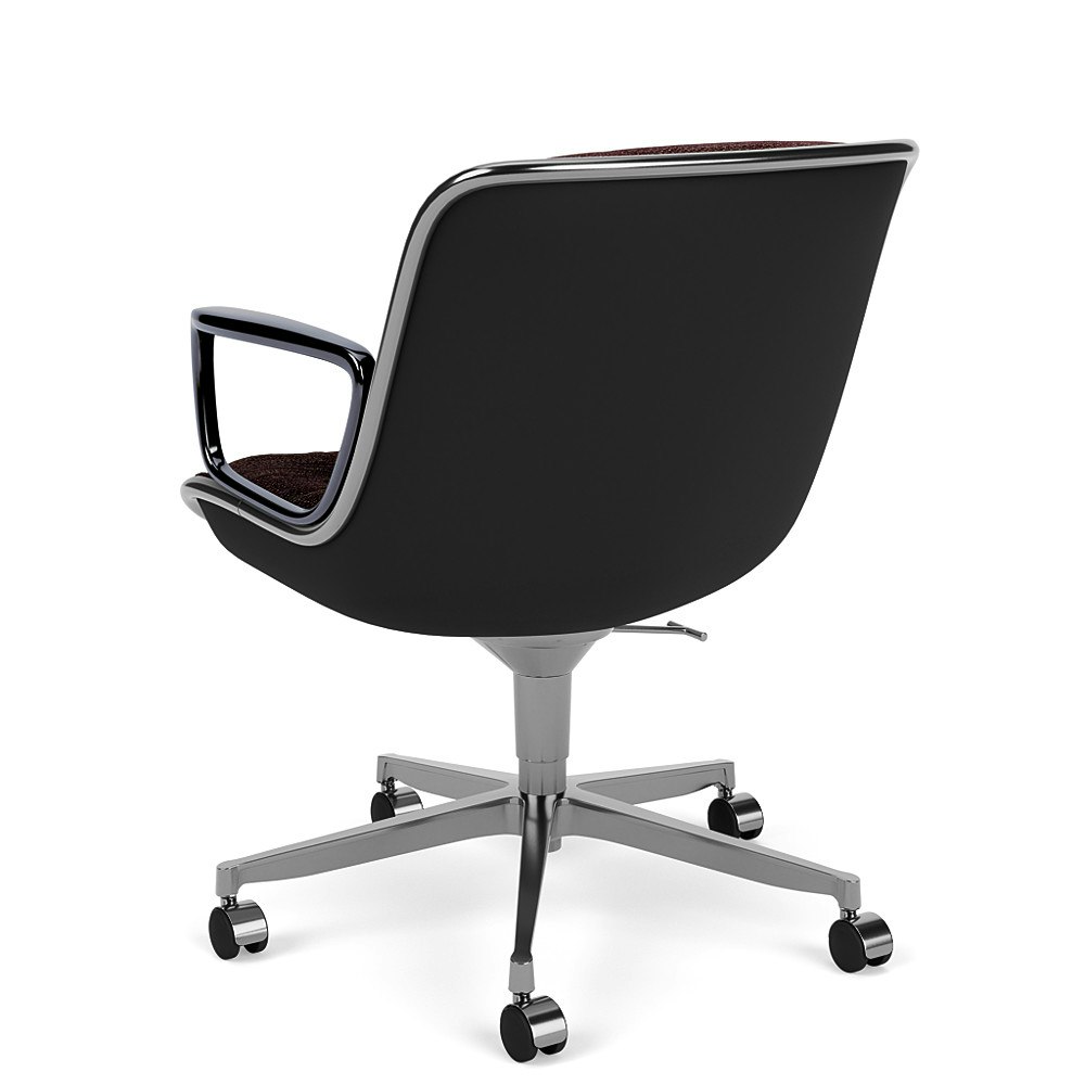 Pollock Executive Armchair - 5 Star, Polished Aluminum, Rivington, Aubergine