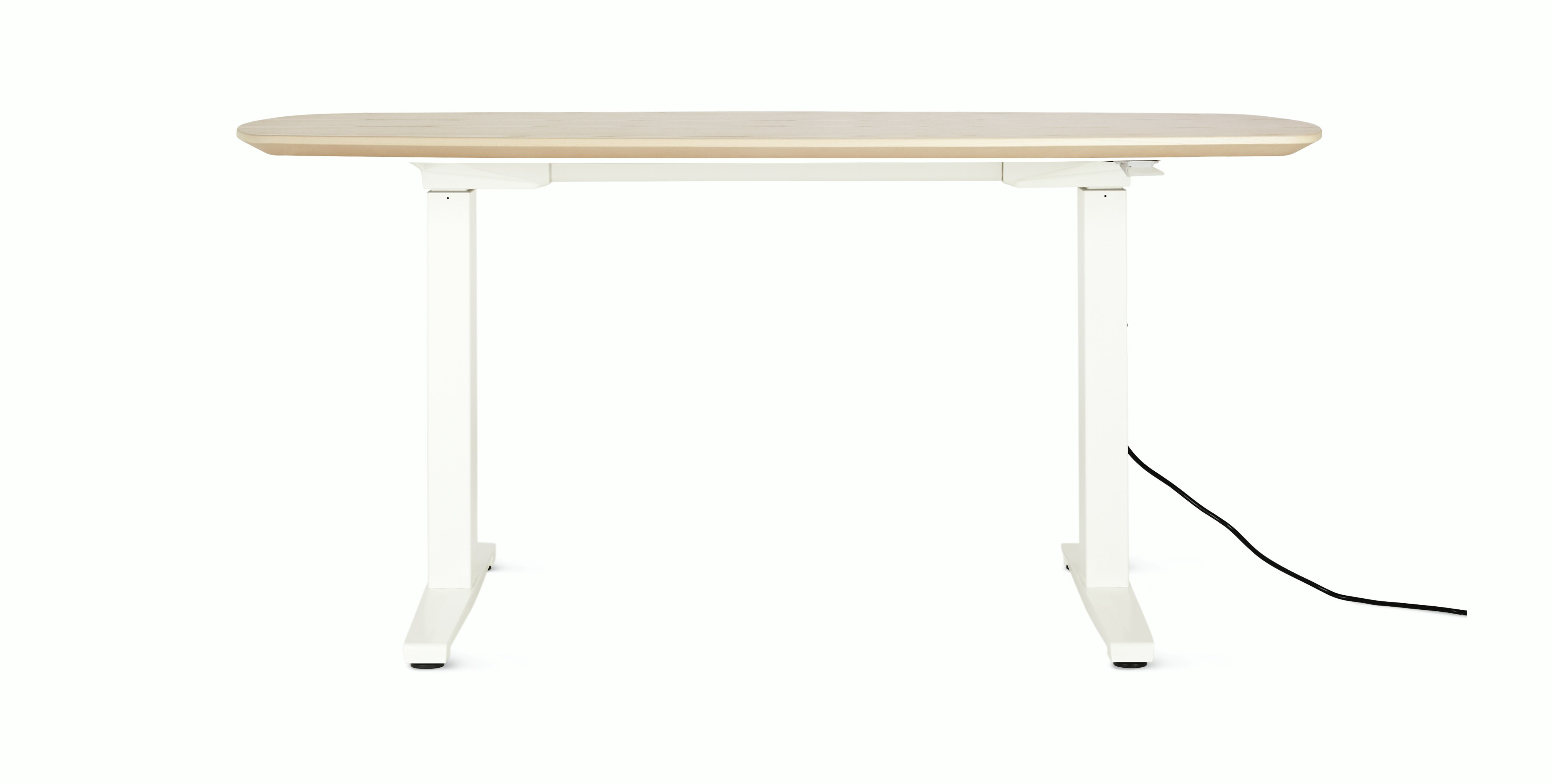 Renew Executive S2S Desk 29x58, Veneer White Ash, White / White, Simple Cover, Standard Power