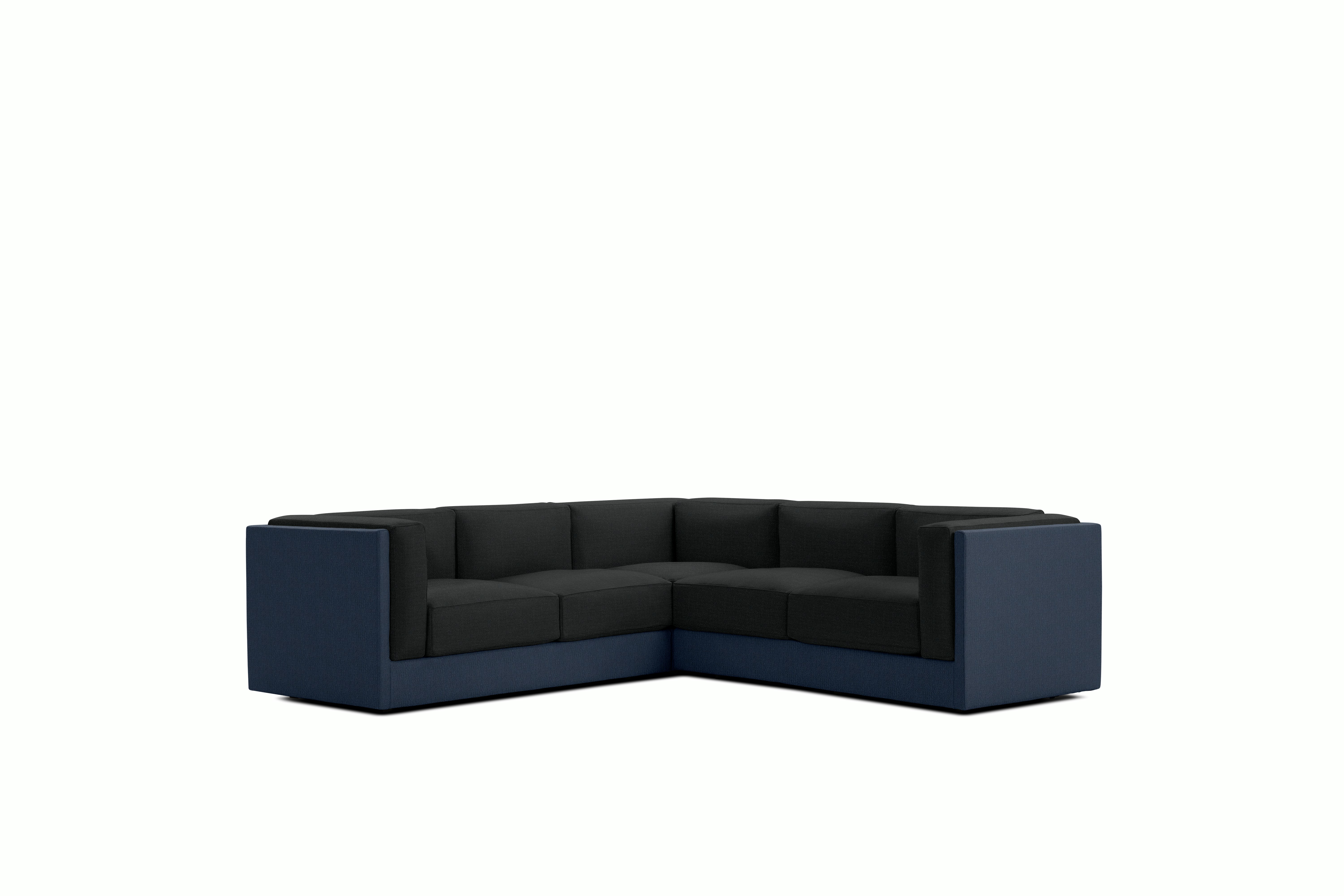 Symme Corner Sectional - Fabric Frame,  Pebble Weave,  Lapis,  Pebble Weave,  Cinder