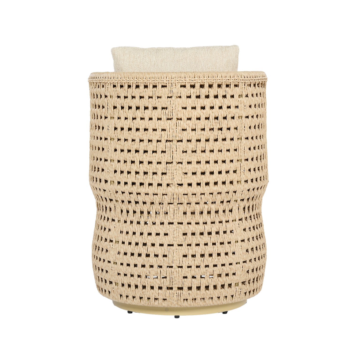 A detailed look at Oasis Outdoor Lounge Chair in all weather resin cord.