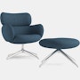 Blis Swivel Chair and Ottoman - Chrome, Pecora, Blue