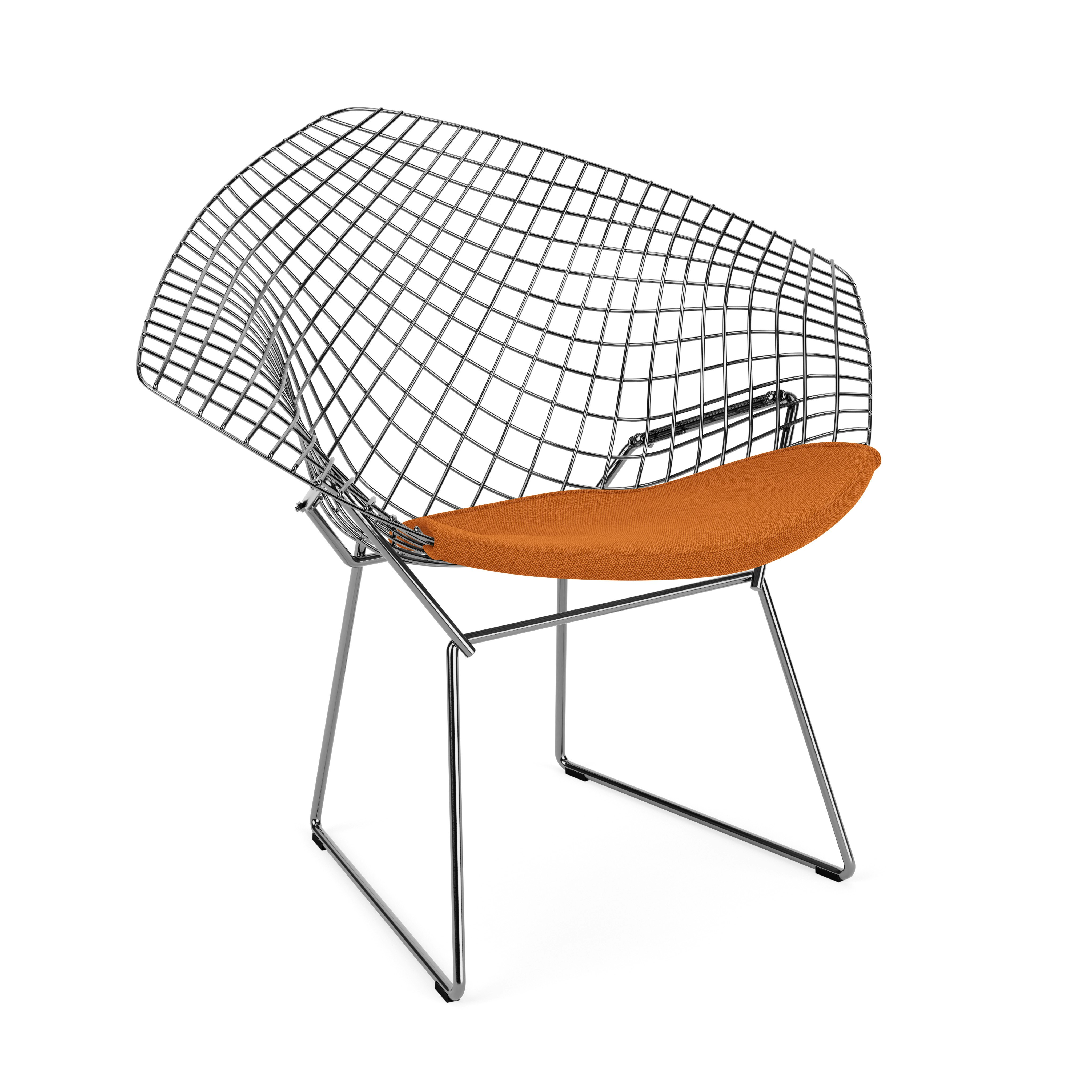 Bertoia Diamond Chair, Polished Chrome, Seat Pad, Hourglass, Sunshine