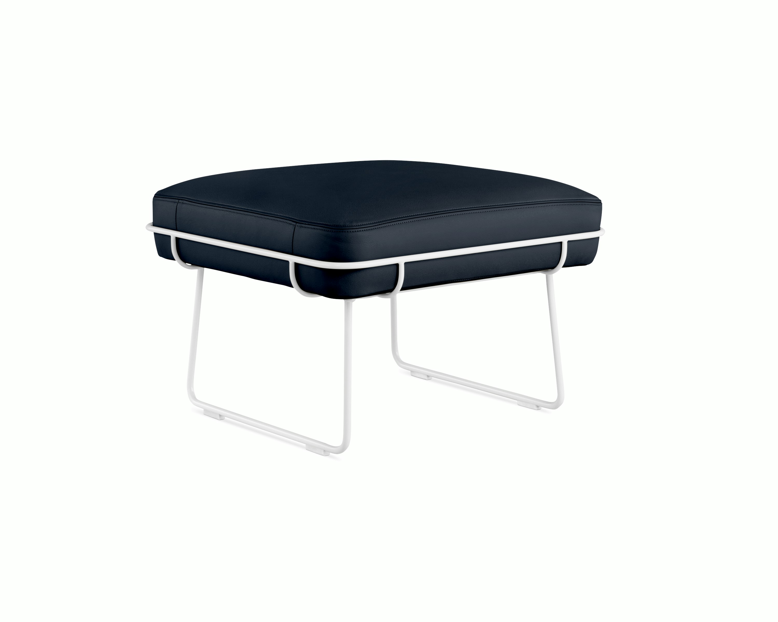 Wireframe Ottoman -  Prone Leather,  Sail,  White