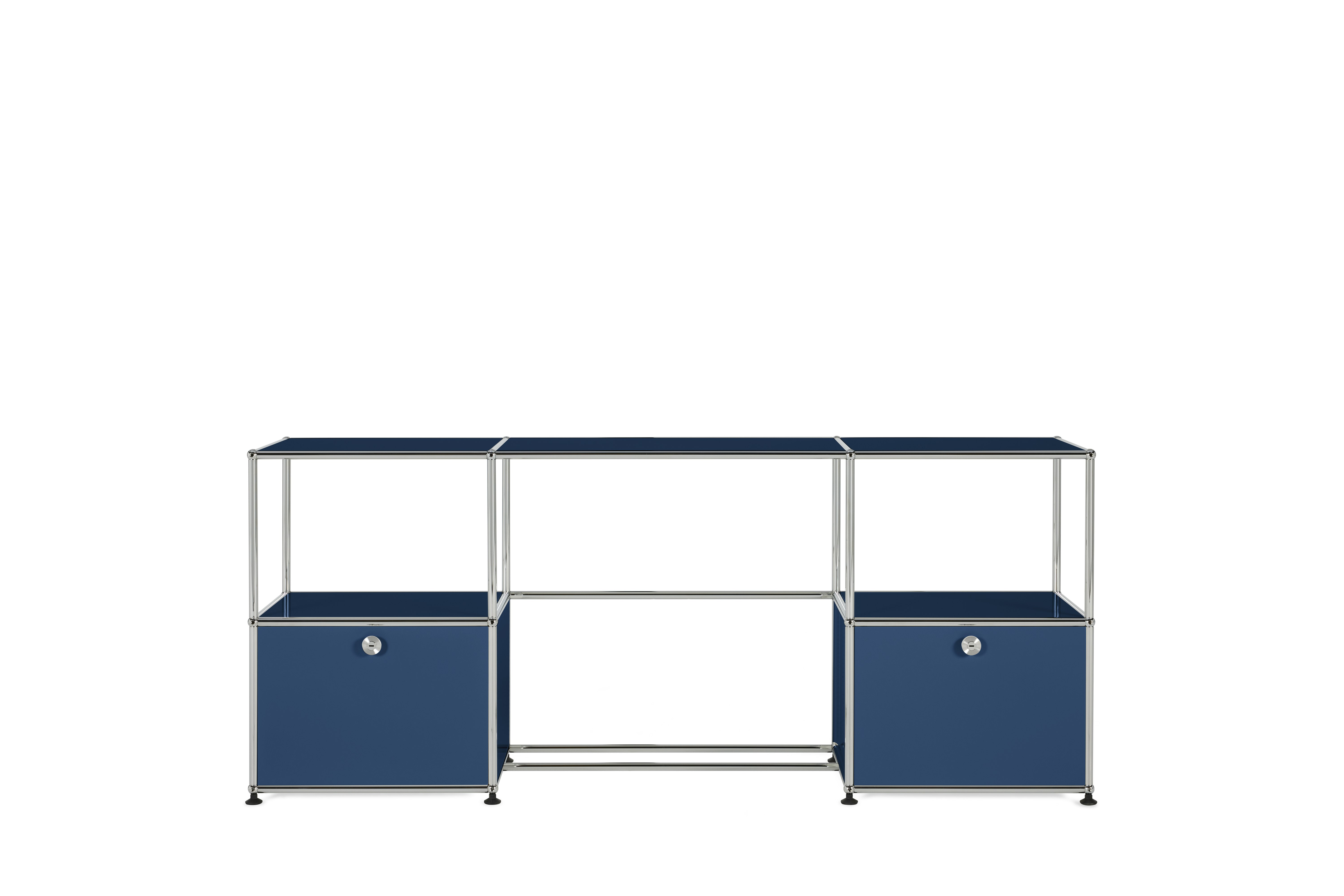 USM Haller Double Storage Desk - Steel Blue