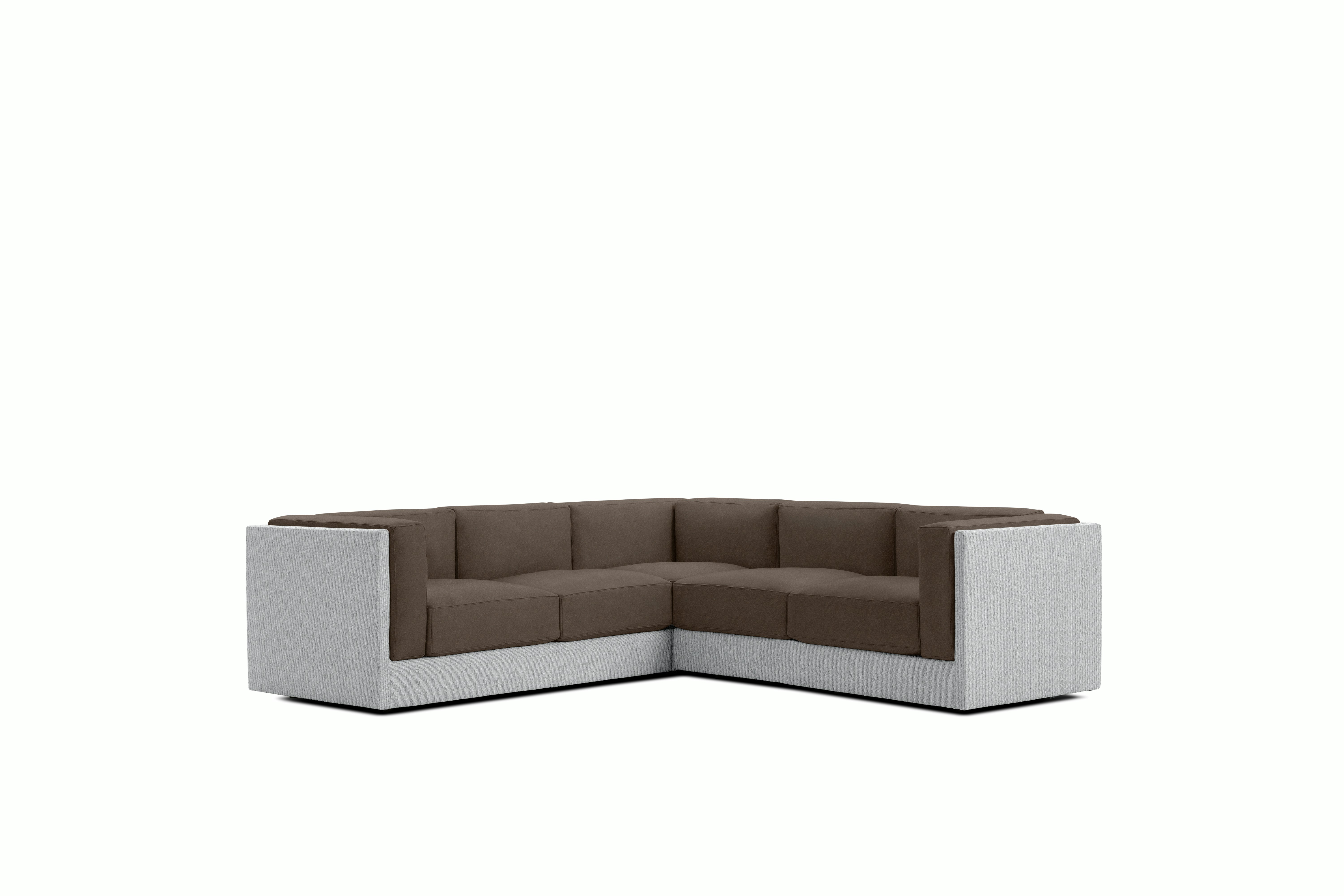 Symme Corner Sectional - Fabric Frame,  Pebble Weave,  Fog,  Pecora,  Chocolate