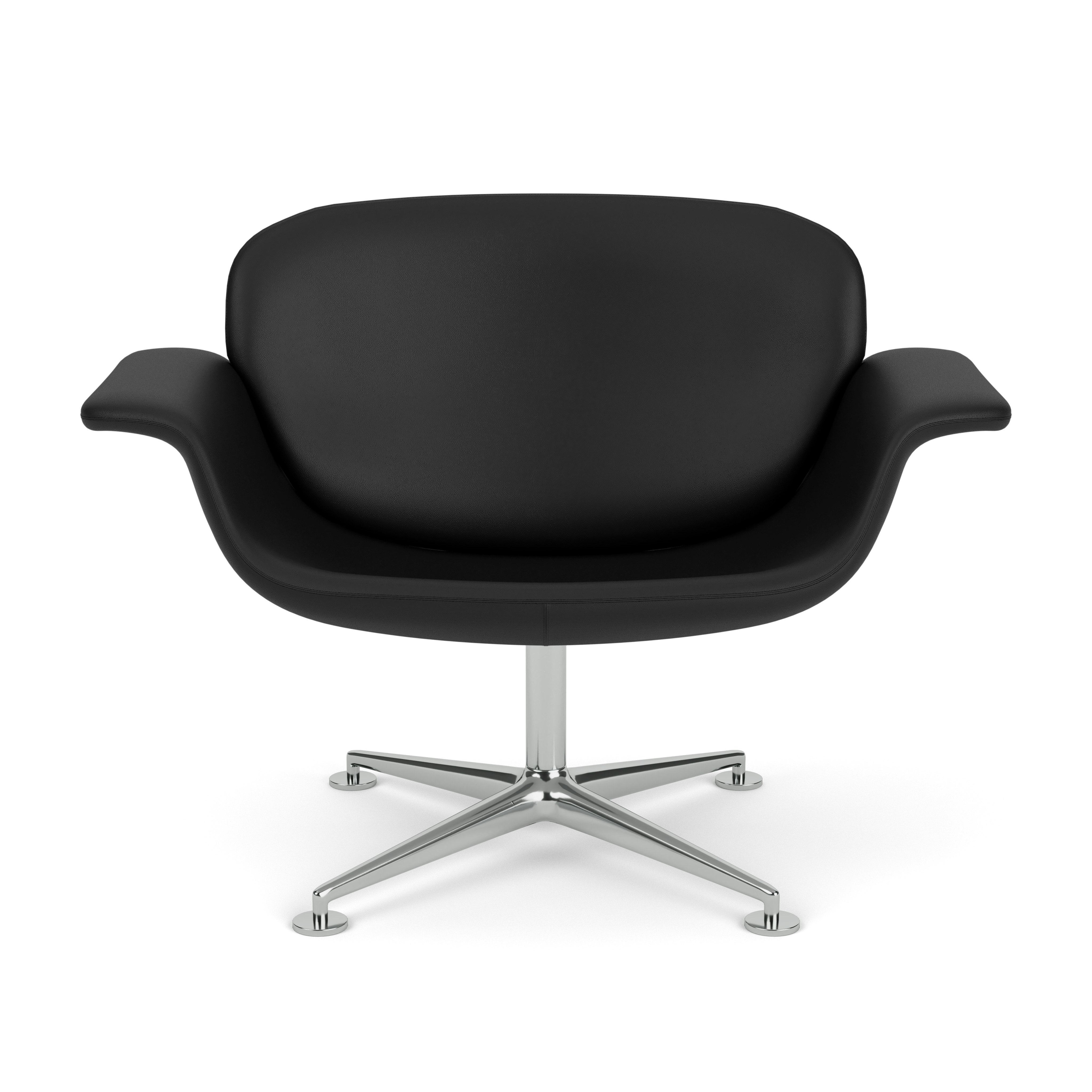 KN Swivel Lounge Chair - Volo Leather; Black; Polished Aluminum
