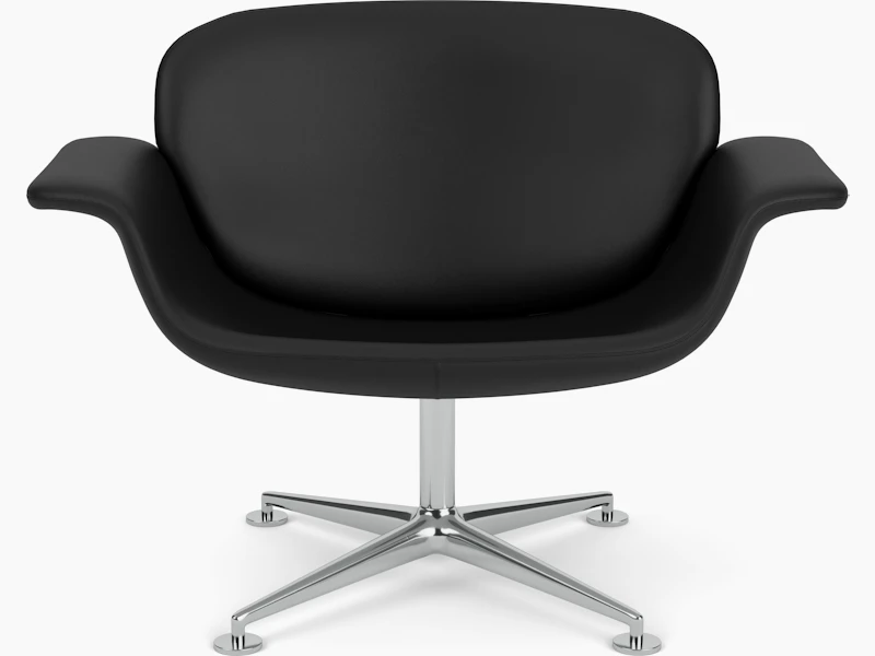 KN Swivel Lounge Chair - Volo Leather; Black; Polished Aluminum