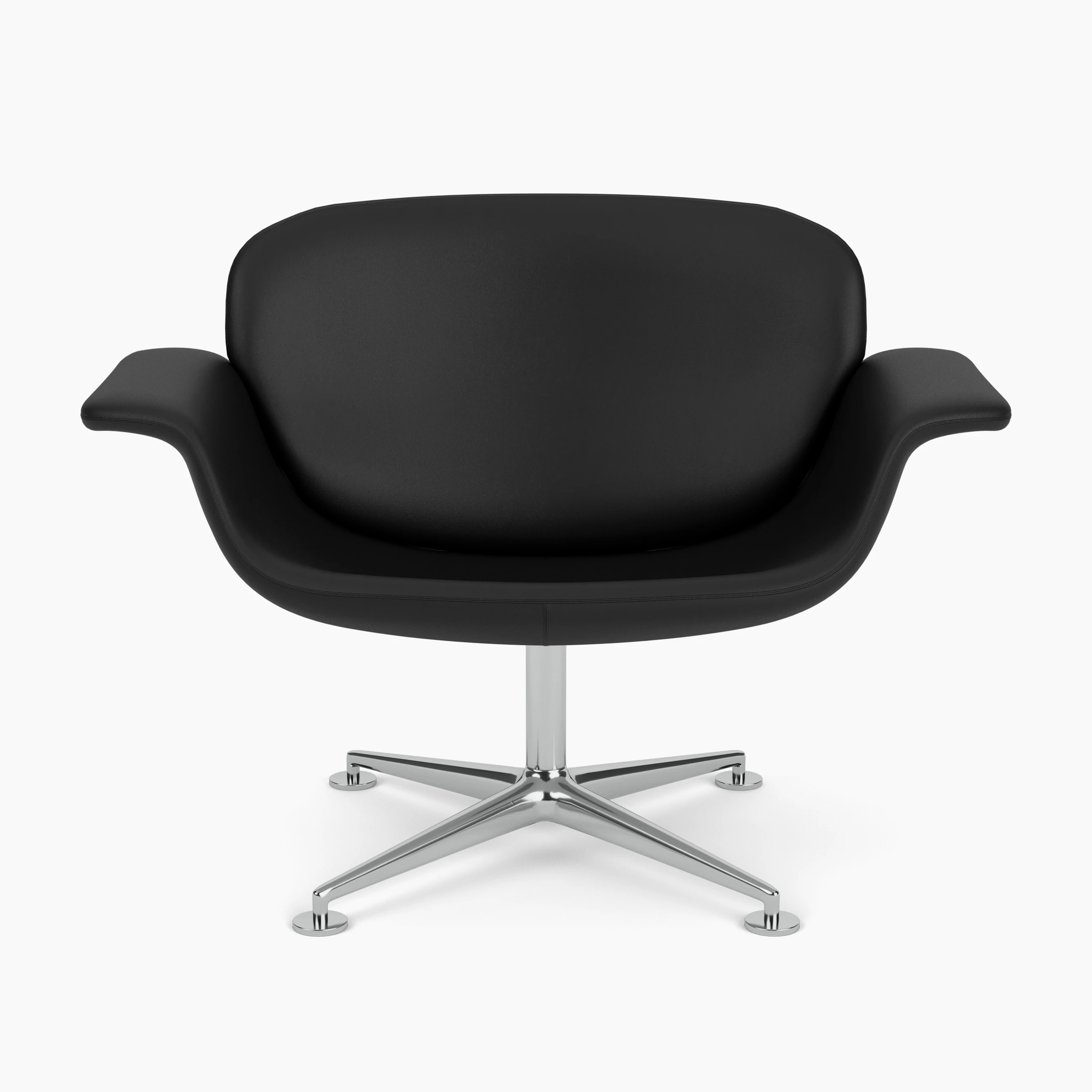 KN Swivel Lounge Chair - Volo Leather; Black; Polished Aluminum