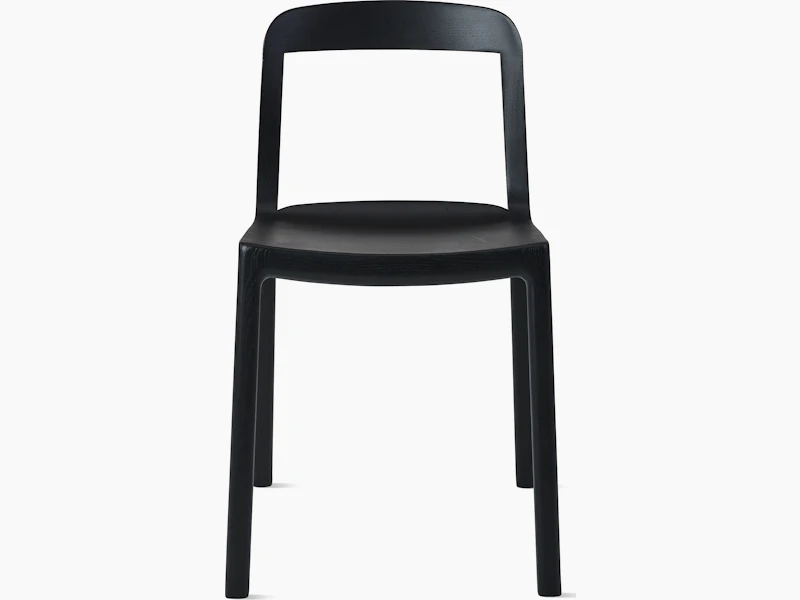 Lijn Side Chair by Carole Baijings for Geiger in Ebonized Oak frame, front view on a white sweep.