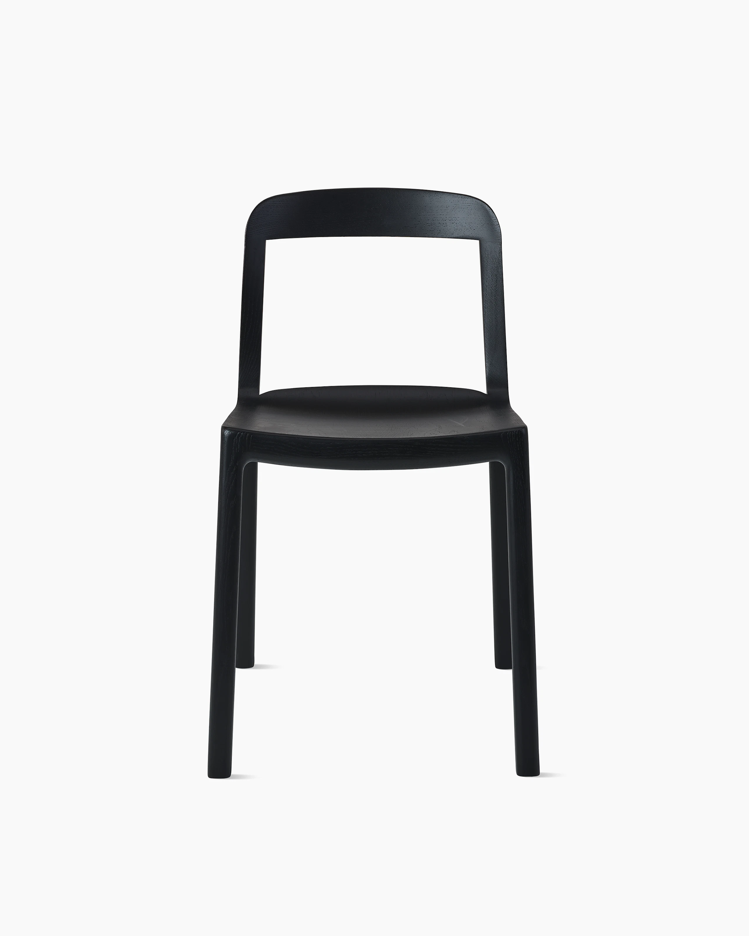 Lijn Side Chair by Carole Baijings for Geiger in Ebonized Oak frame, front view on a white sweep.
