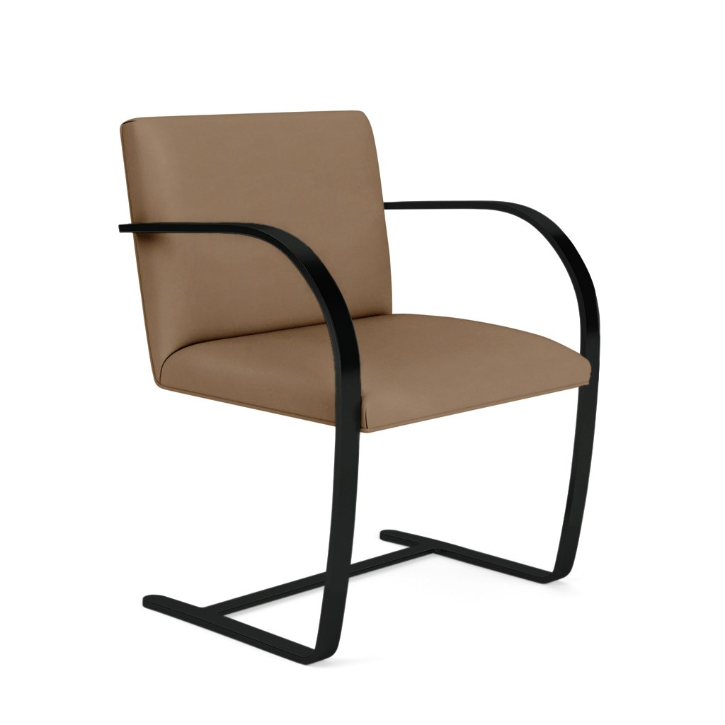 Brno Flat Bar Chair - Armchair,Without Armpads,Volo Leather, Lichen, Black