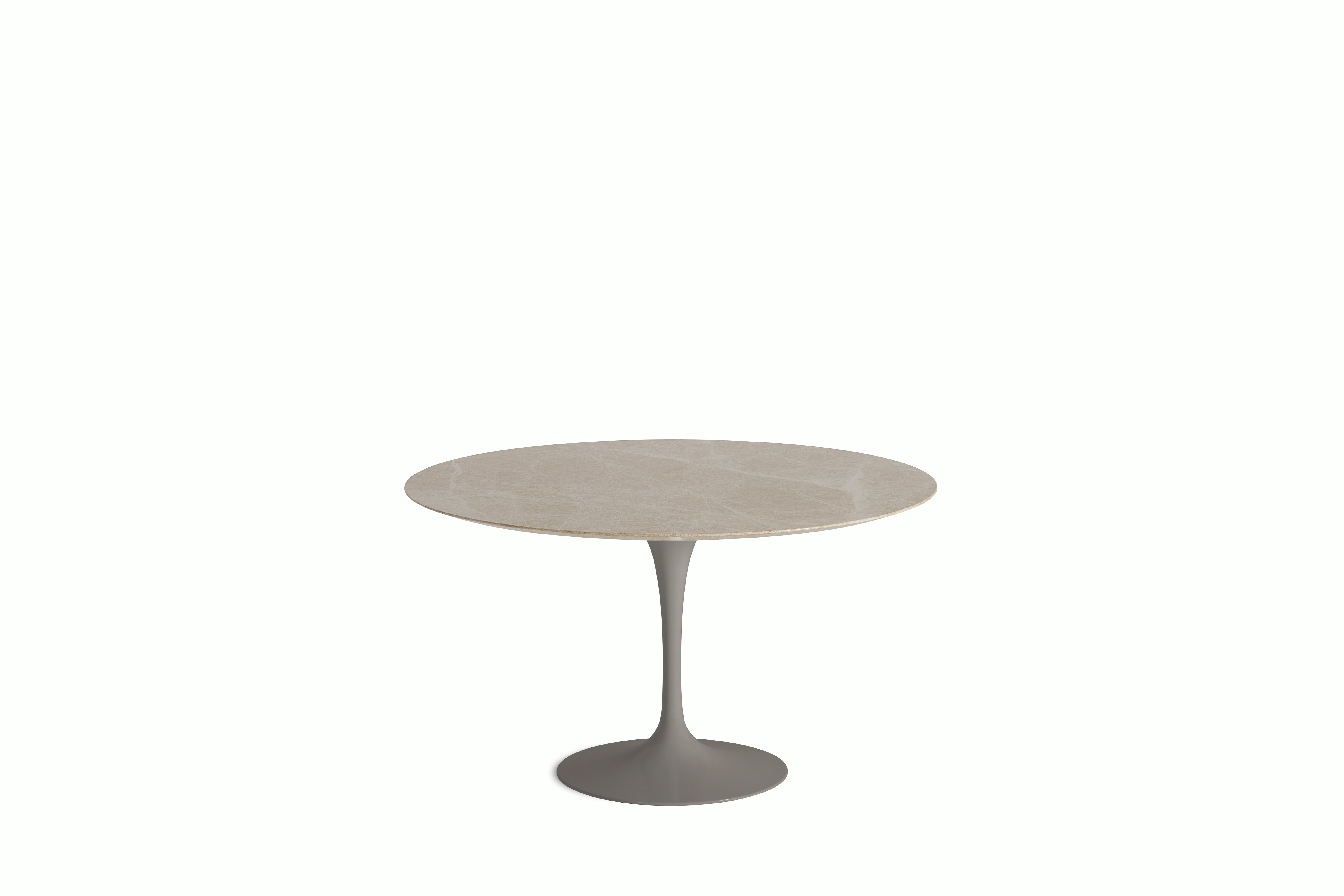 Saarinen Dining Table - Round, 54 Inch, Polished Coated Marble, Emperado Light, Grey Base
