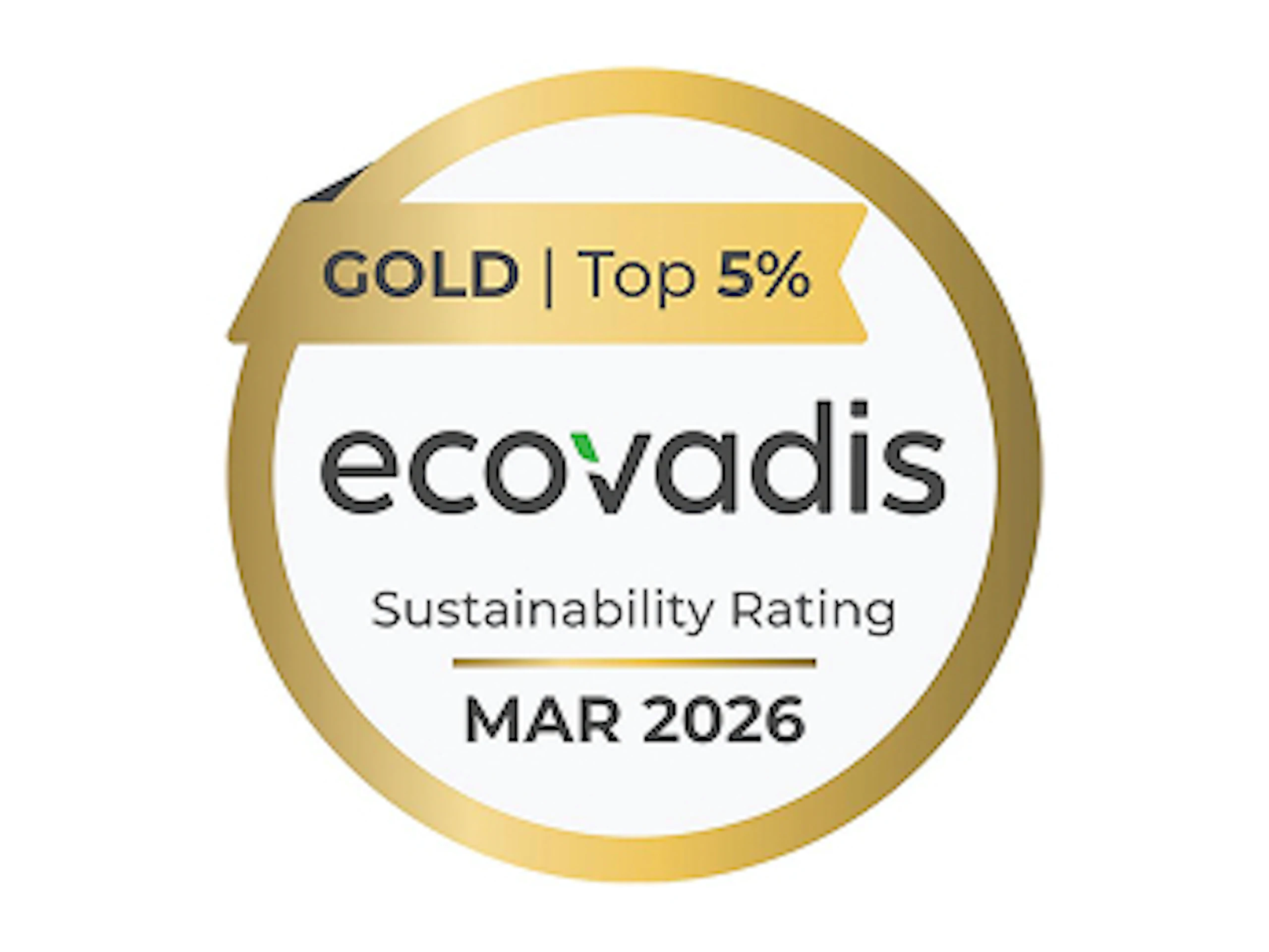 Gold EcoVadis Sustainability Rating 2026 award.