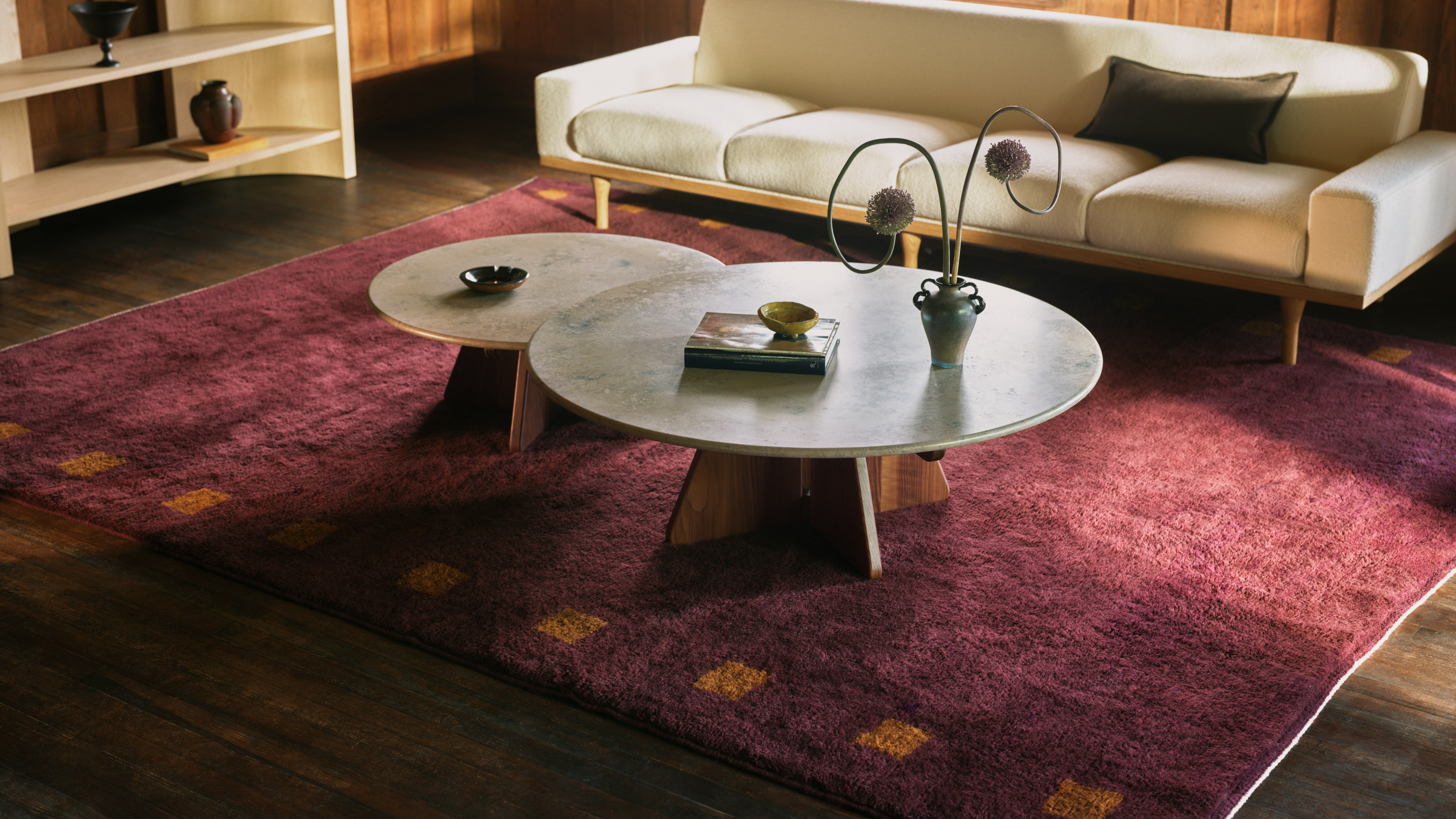 Pinna Coffee Tables in Jura blau and Emperador
