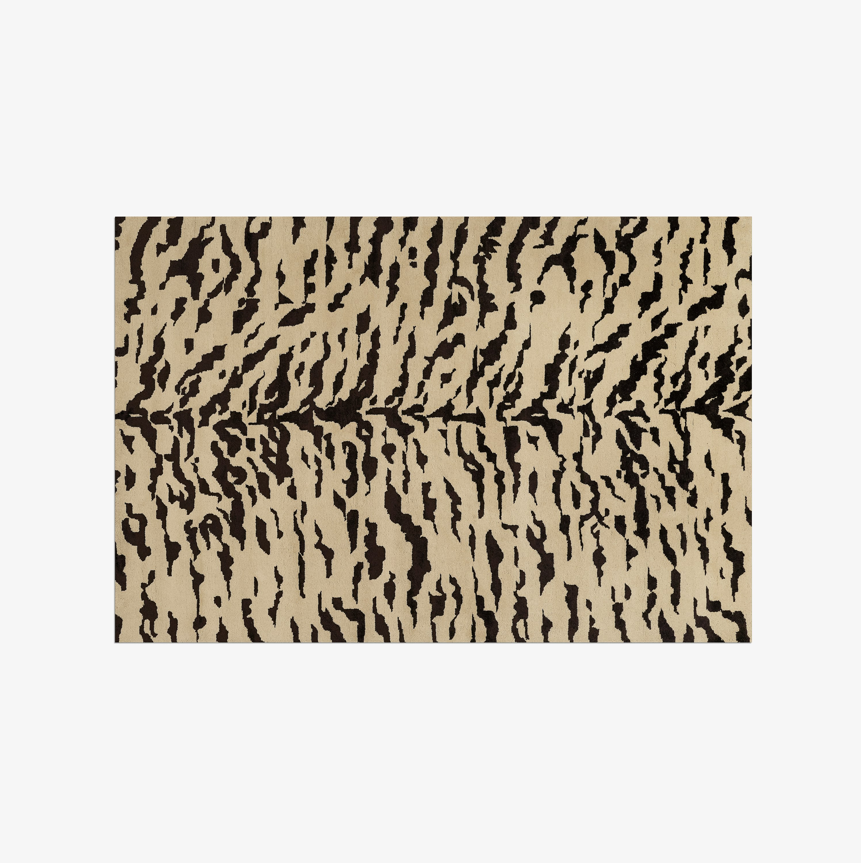 A Tigris Rug By Jessie Andrews in Beige / Brown viewed from front.