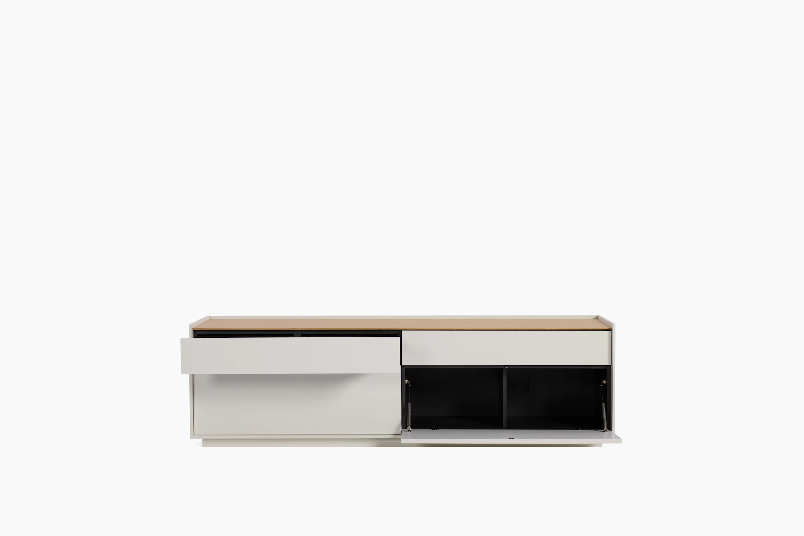 A detailed look at the Bera Credenza in white.