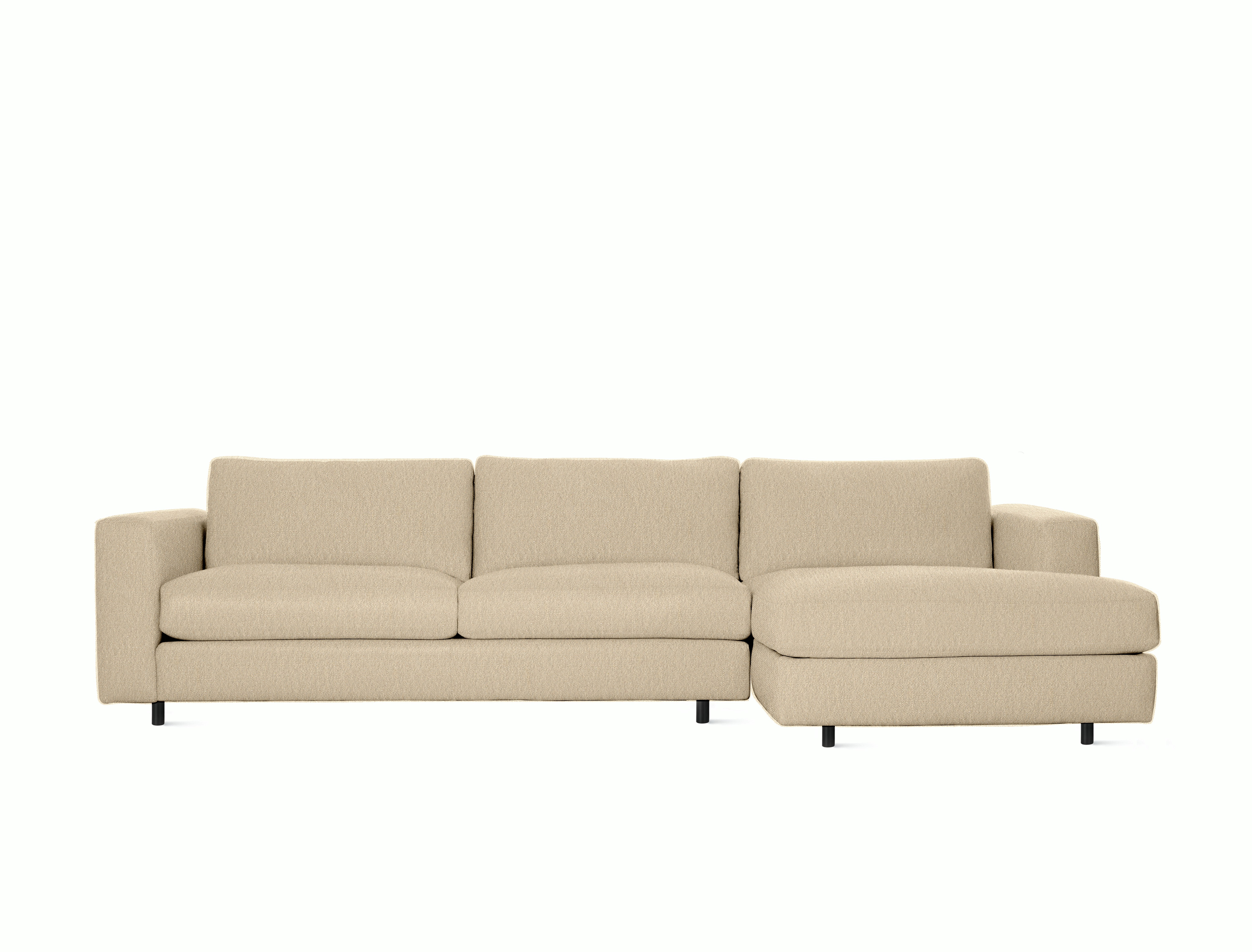 Reid Sectional Chaise,  Right,  Album Linen,  Straw,  with tubular leg