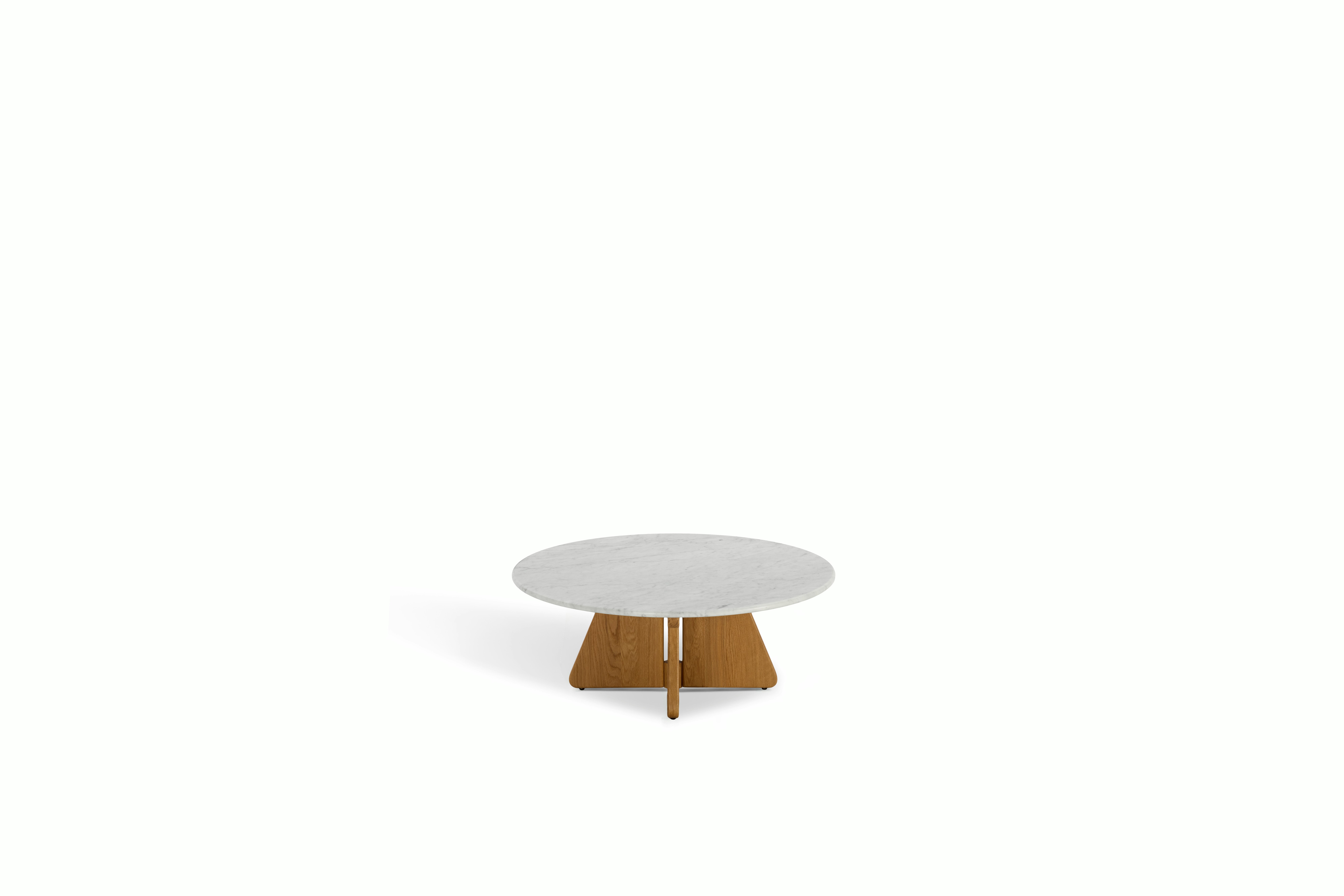 A Pinna Coffee Table in Carrara Oak viewed from above.