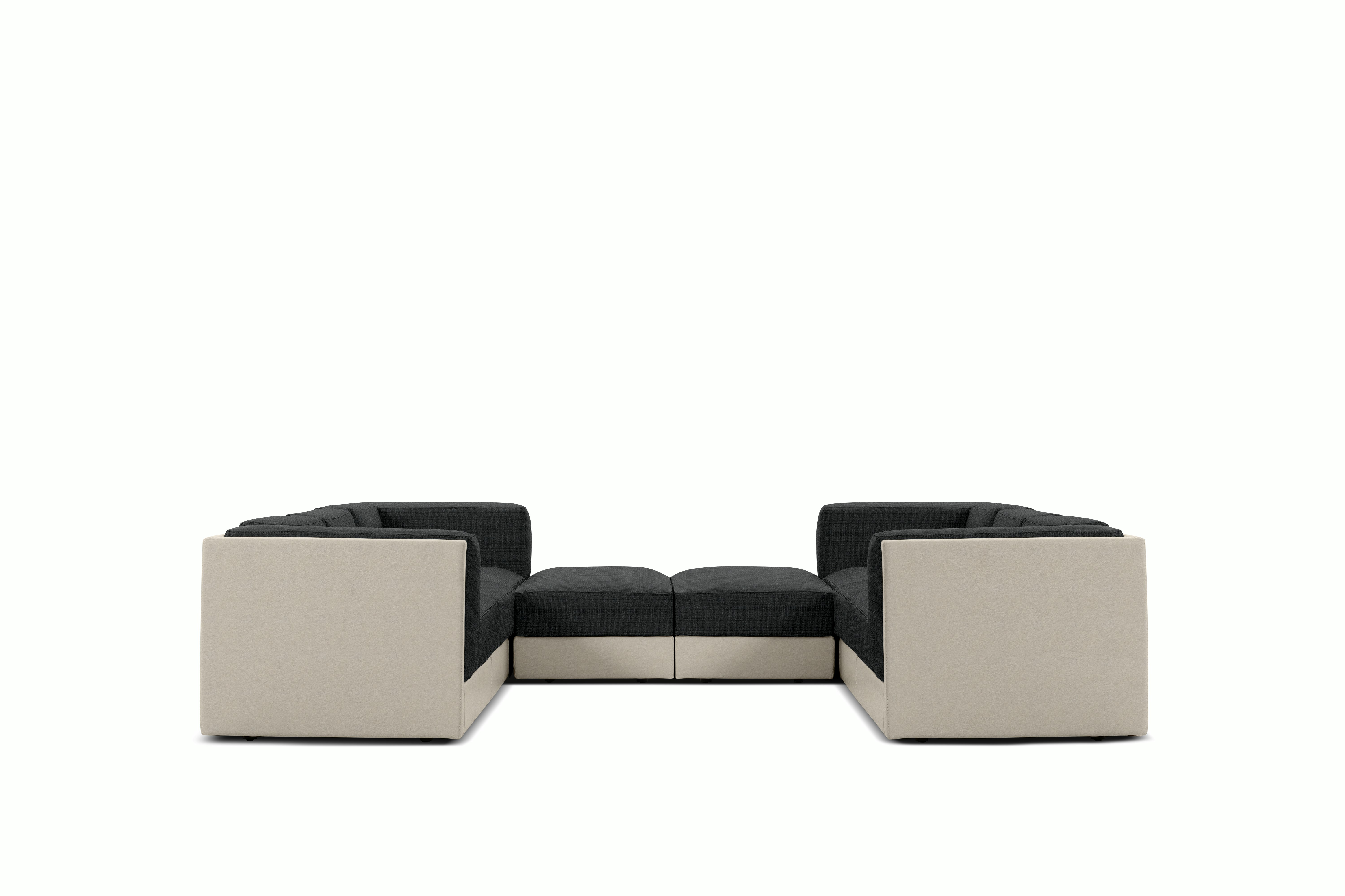 Symme U-Sectional - Leather Frame,  Prone Leather,  Timbre,  Pebble Weave,  Cinder