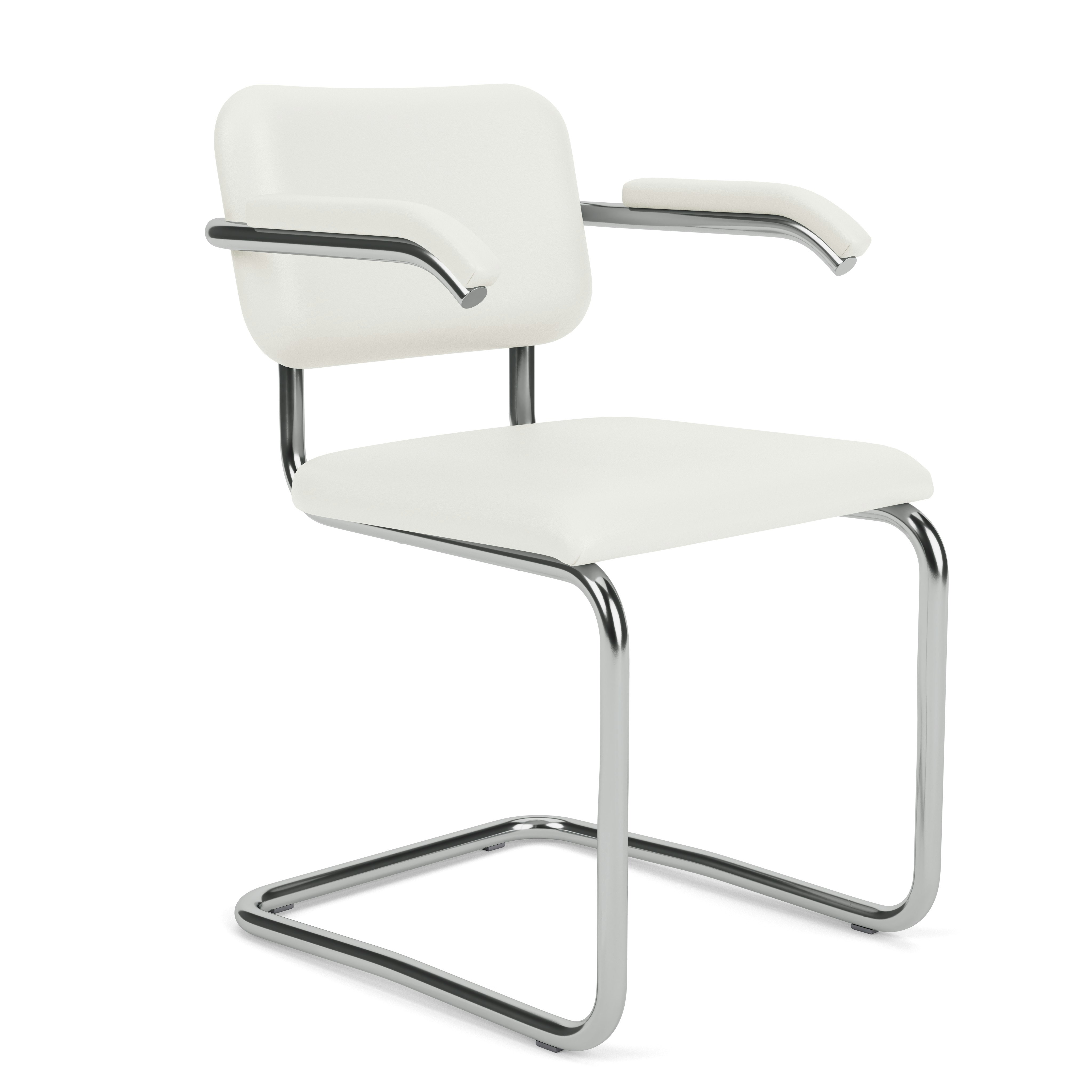 Cesca Armchair, Fully Upholstered, Upholstered Seat, Volo Leather, White