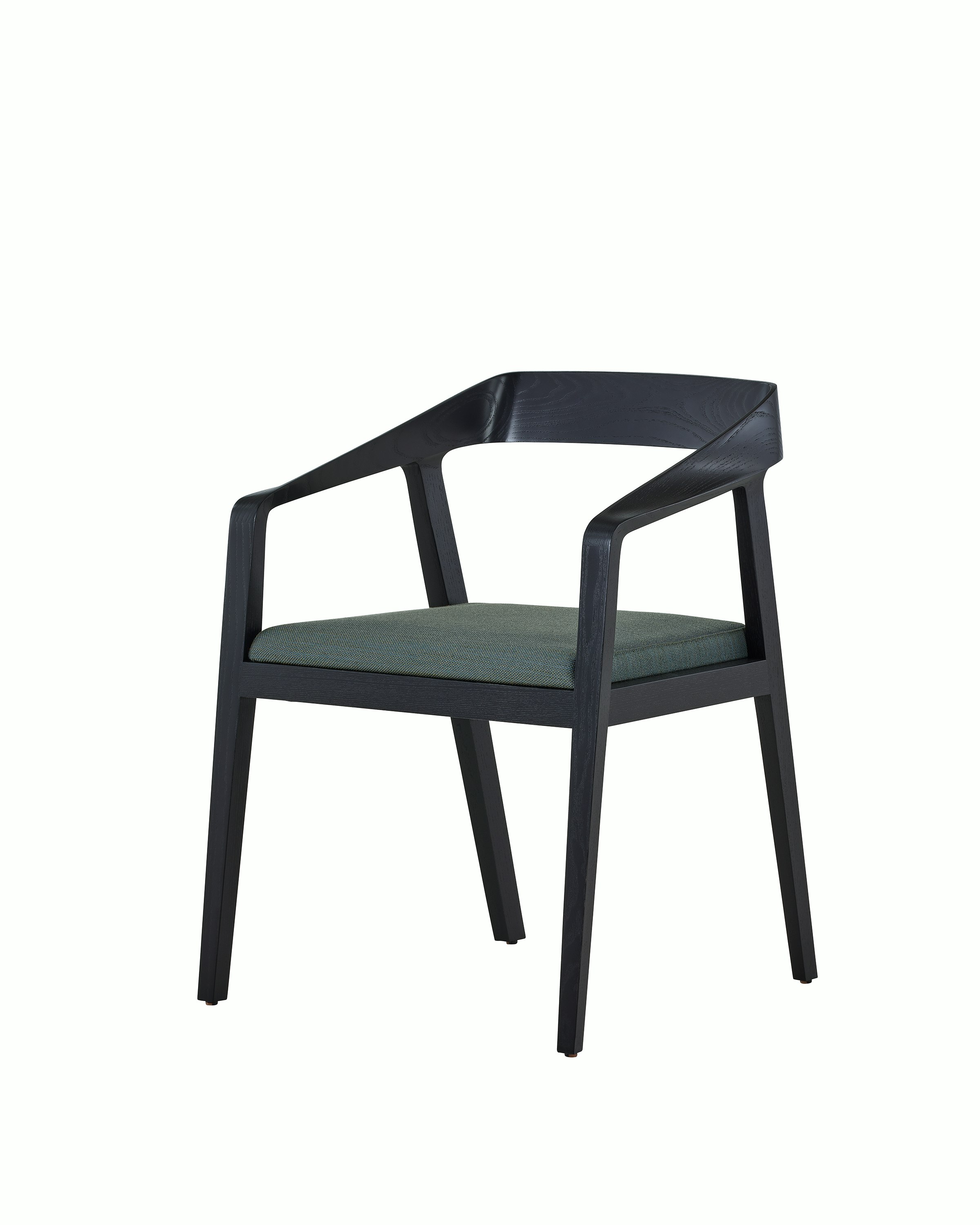 A Full Twist Guest Chair with a dark wooden frame and upholstered seat, viewed from the front at an angle.