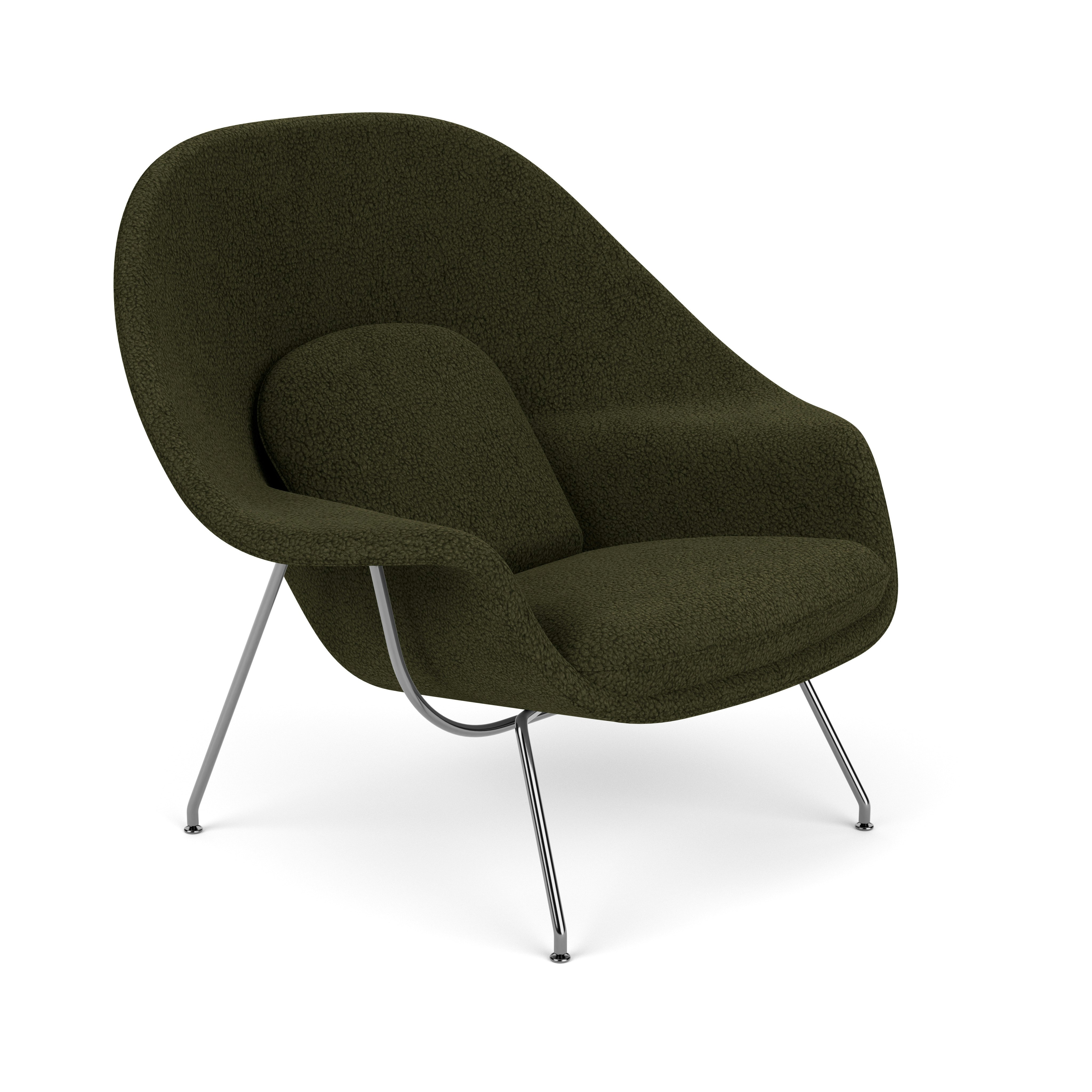 Womb Chair - Medium,  Puff,  Olive,  Chrome