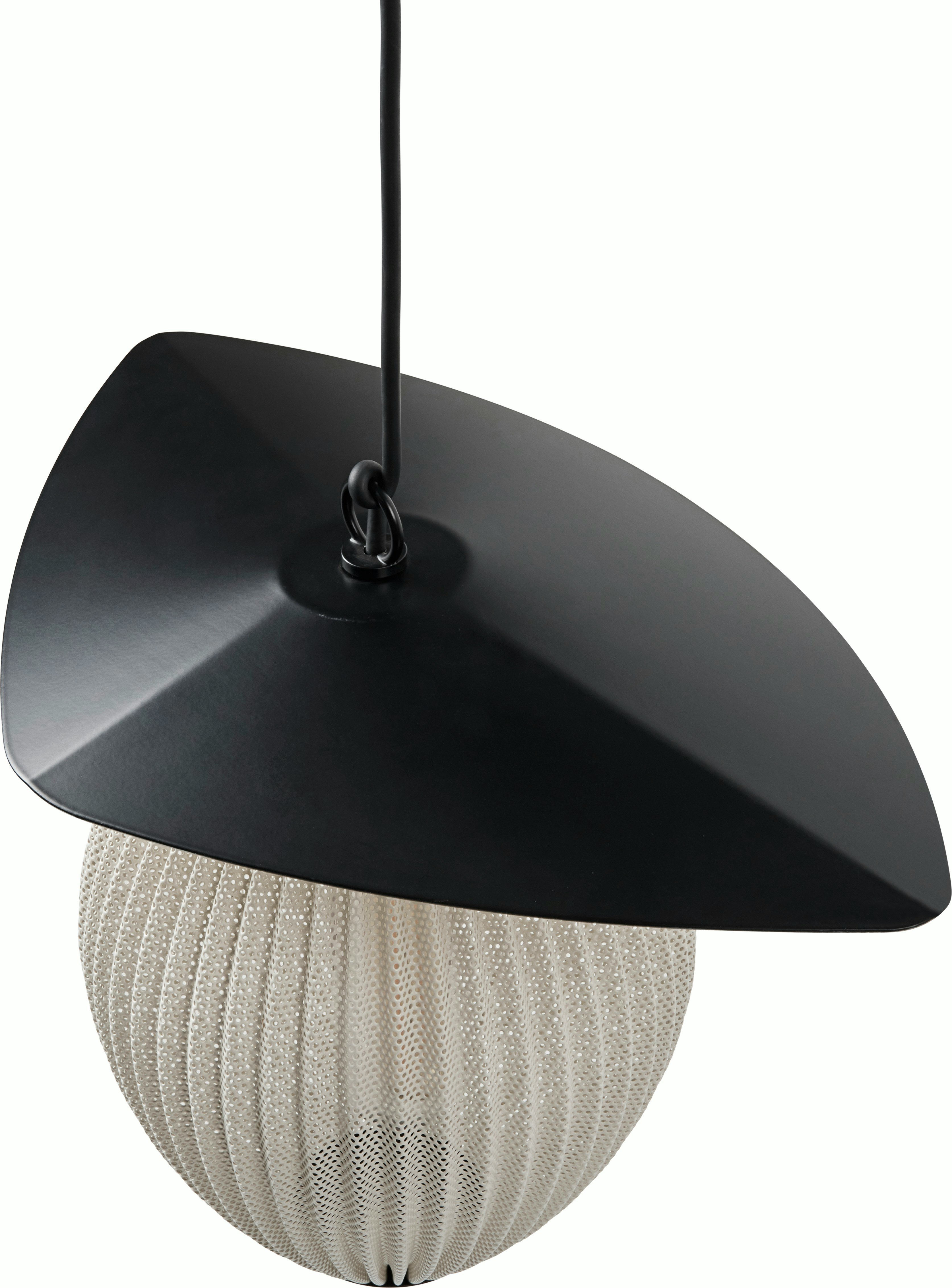 A Satellite Outdoor Pendant in Cream White viewed from the front.