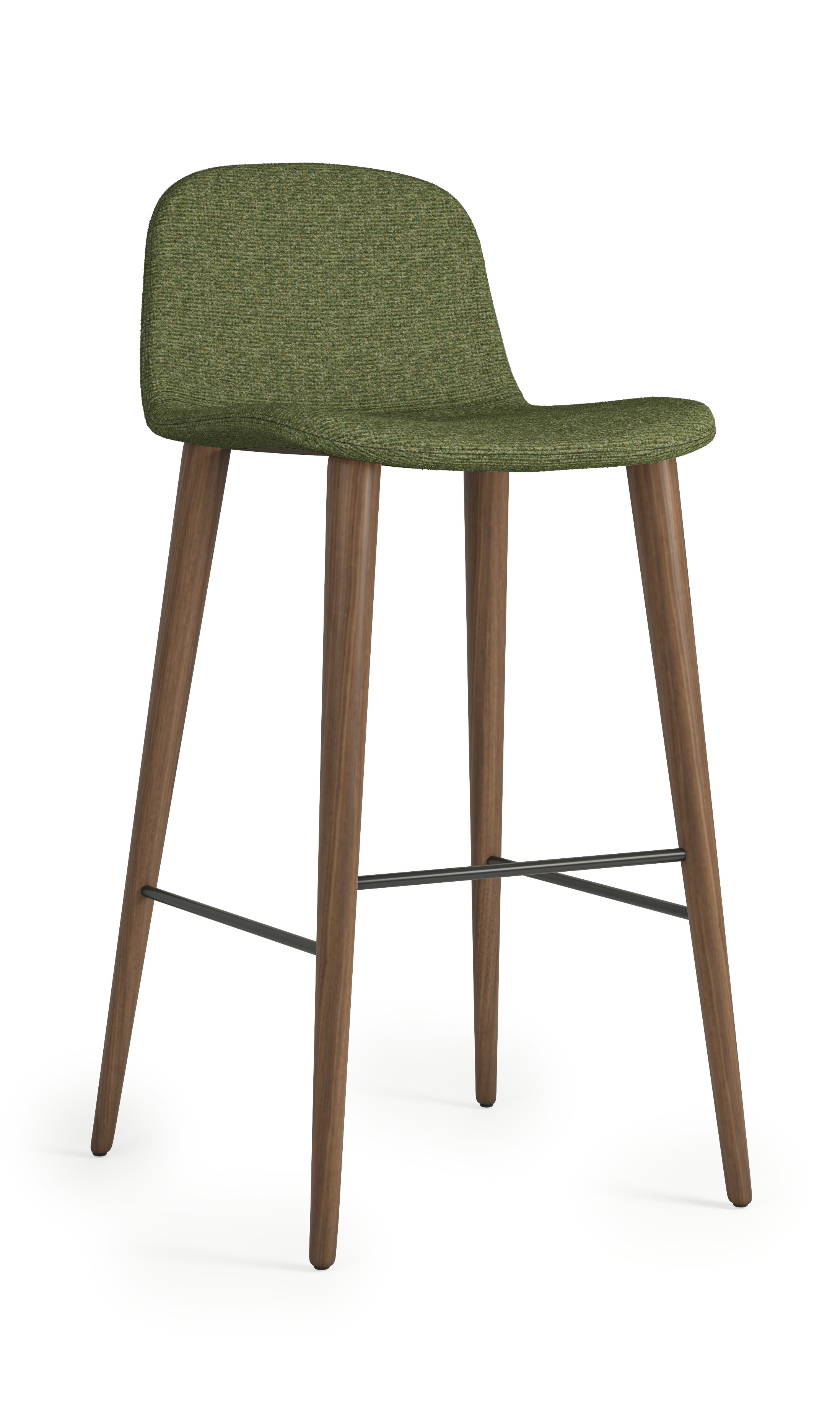 Bacco Stool - Bar Height, Melange, 800 Malachite, Walnut