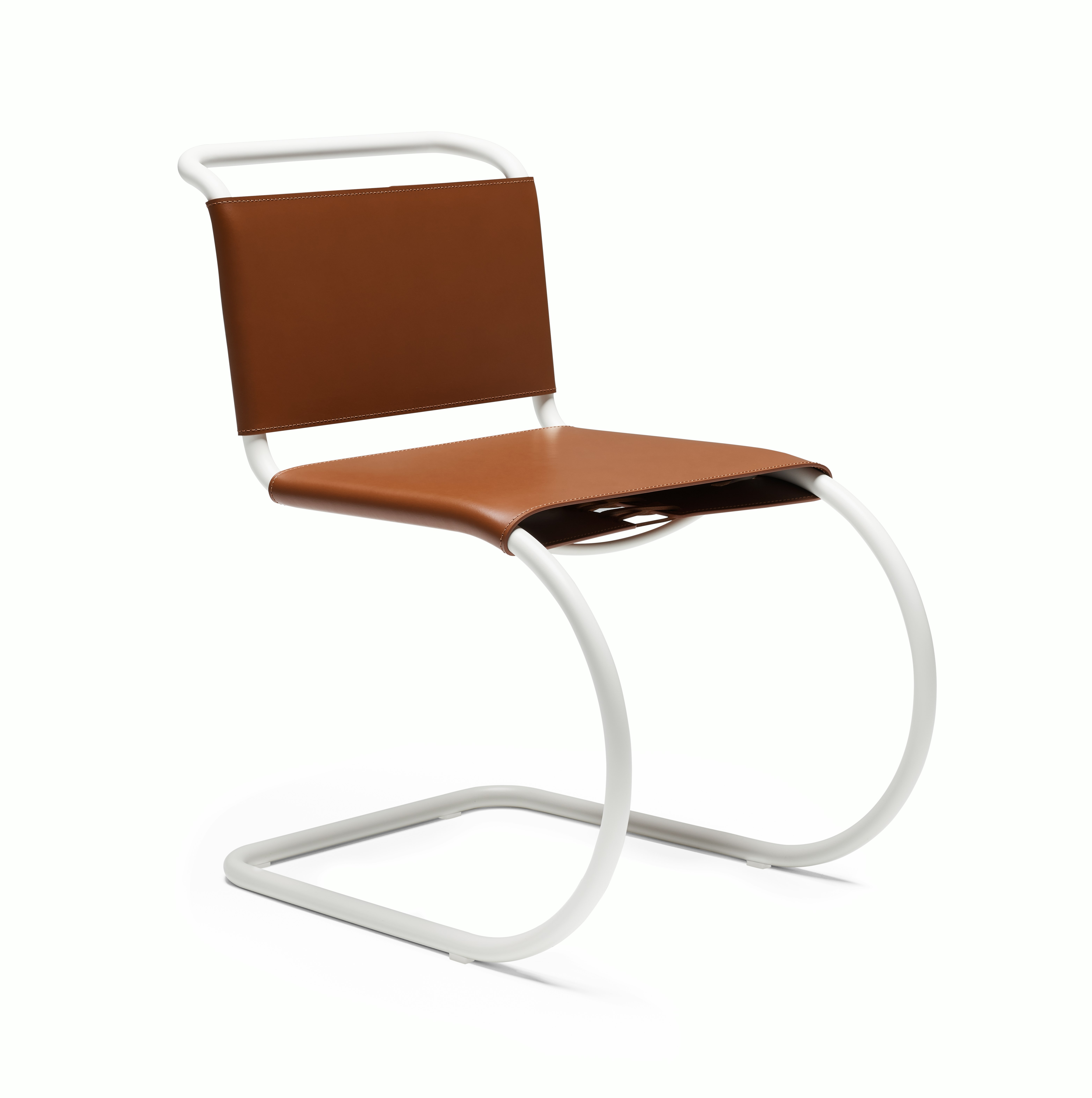 MR Side Chair - Side Chair,  Cowhide,  Light Brown,  White