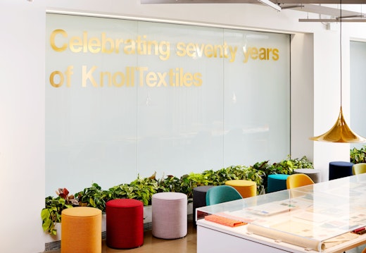 knolltextiles archive display rockwell unscripted upholstered swivel stools neocon 2017 showroom 
