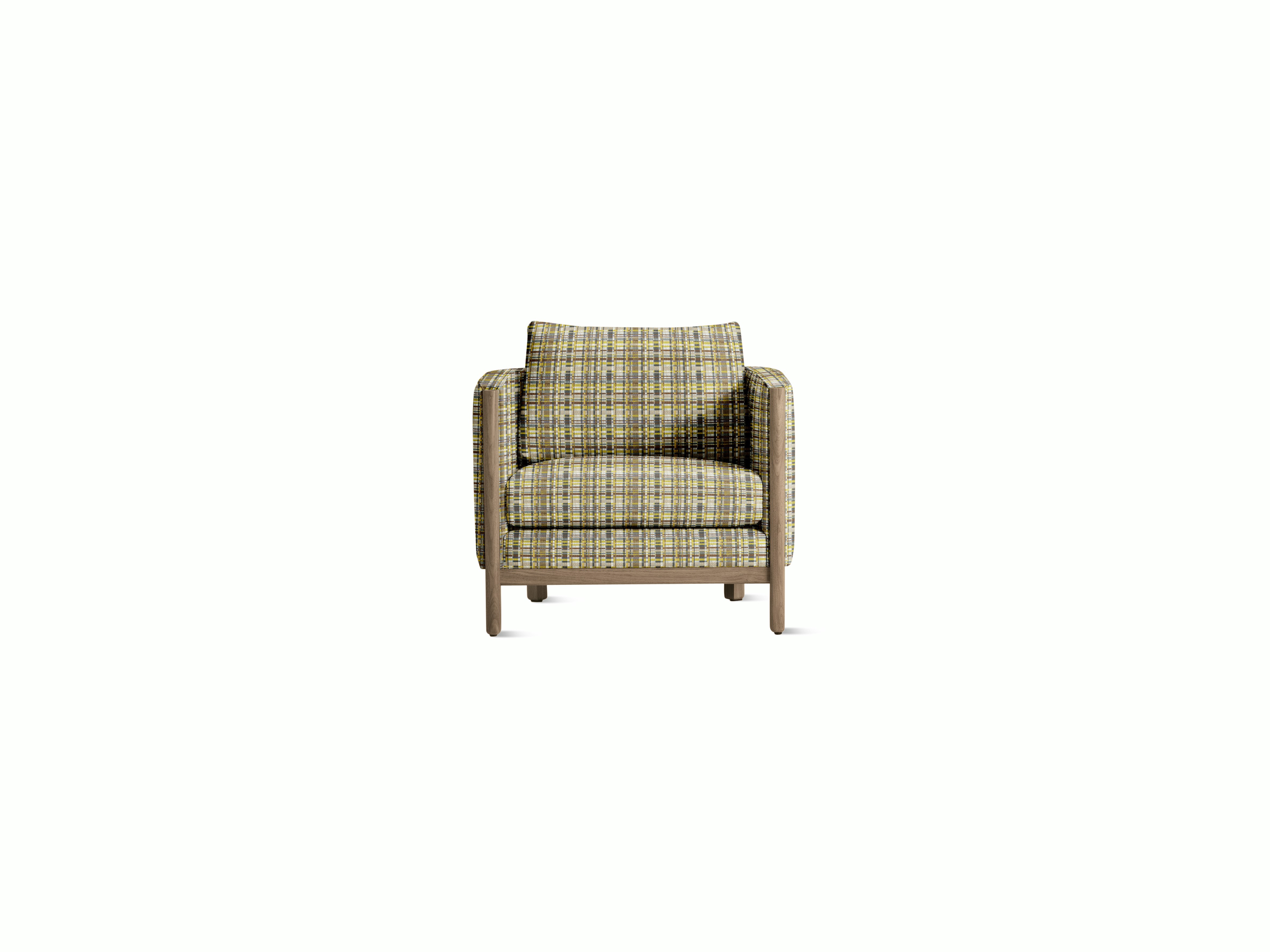 Emmy Armchair - Stepped Plaid,   Trail,   Oak Base