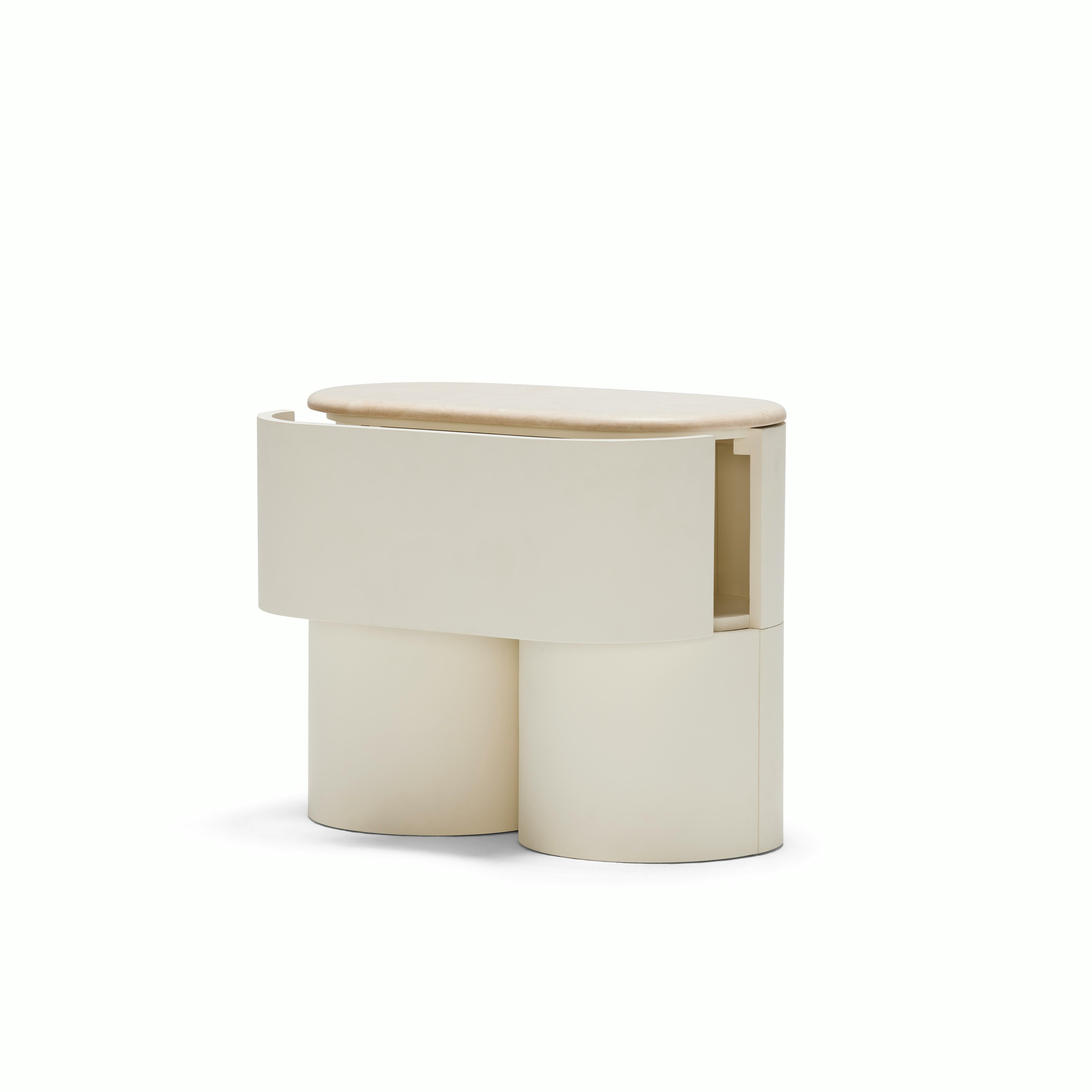 Fin Bedside Table - 1 Drawer Lacquered Tofu, Cosmos