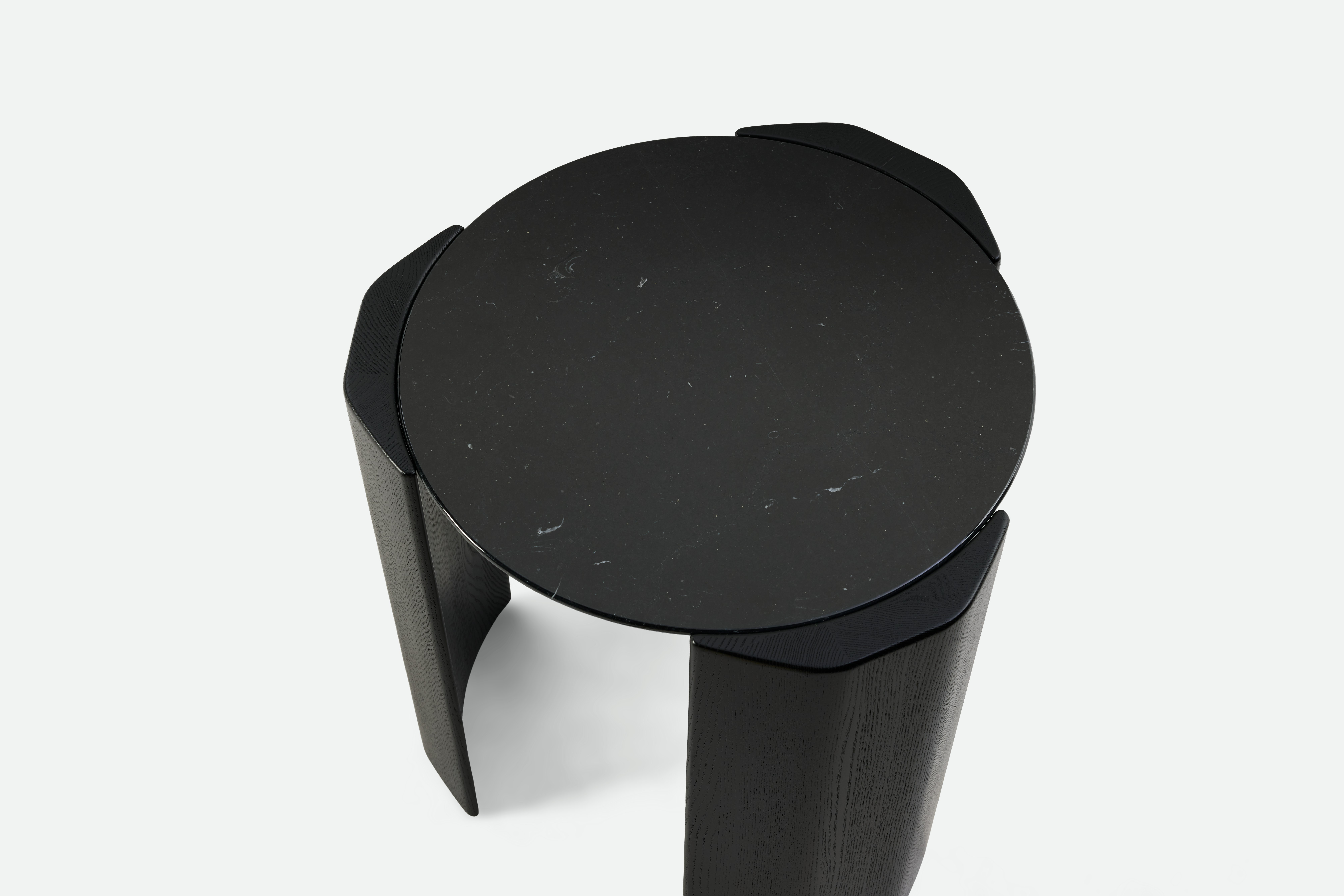 Atlason Organic Slab Side Table - Nero Marquina Marble, Black Ash