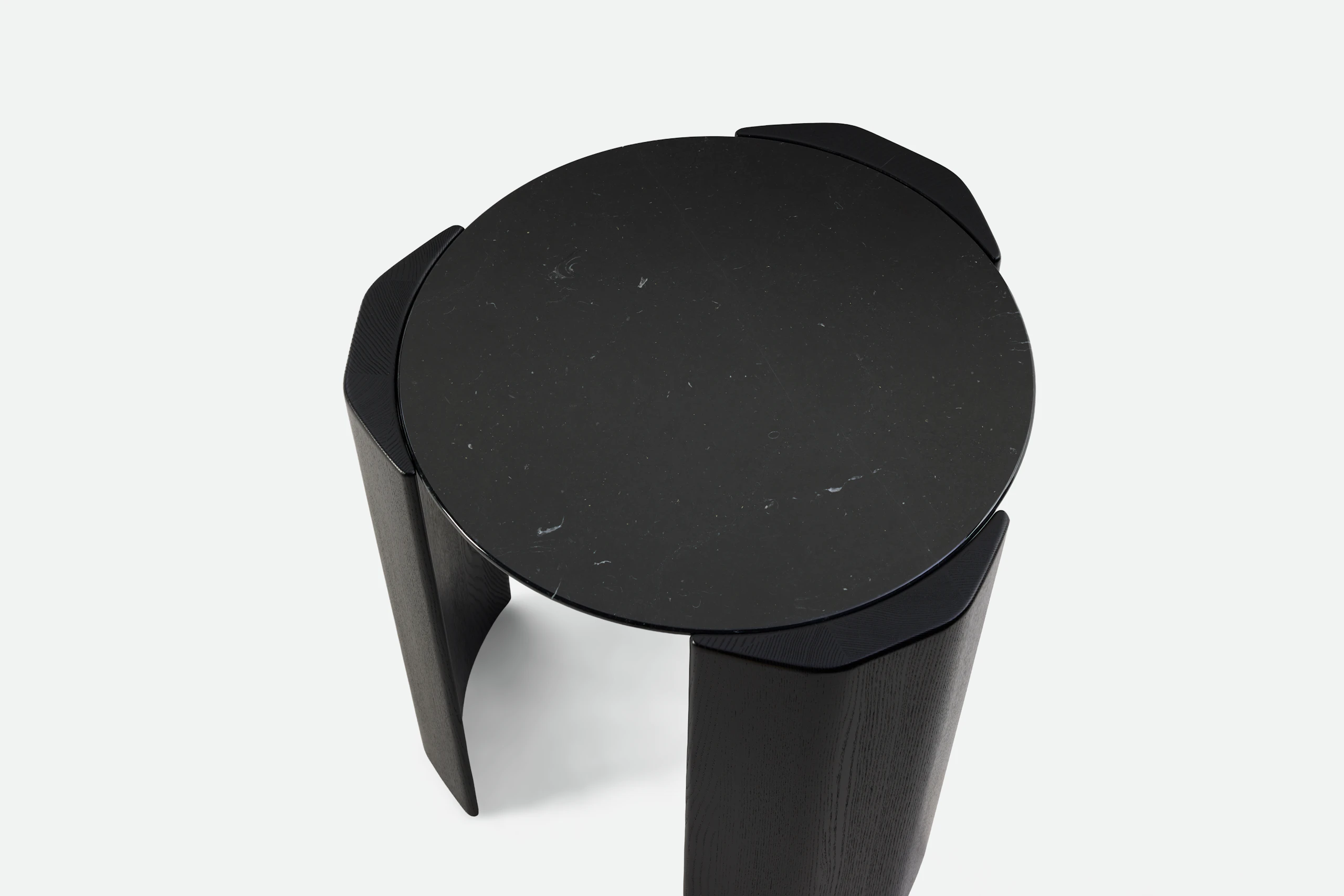 Atlason Organic Slab Side Table - Nero Marquina Marble, Black Ash.