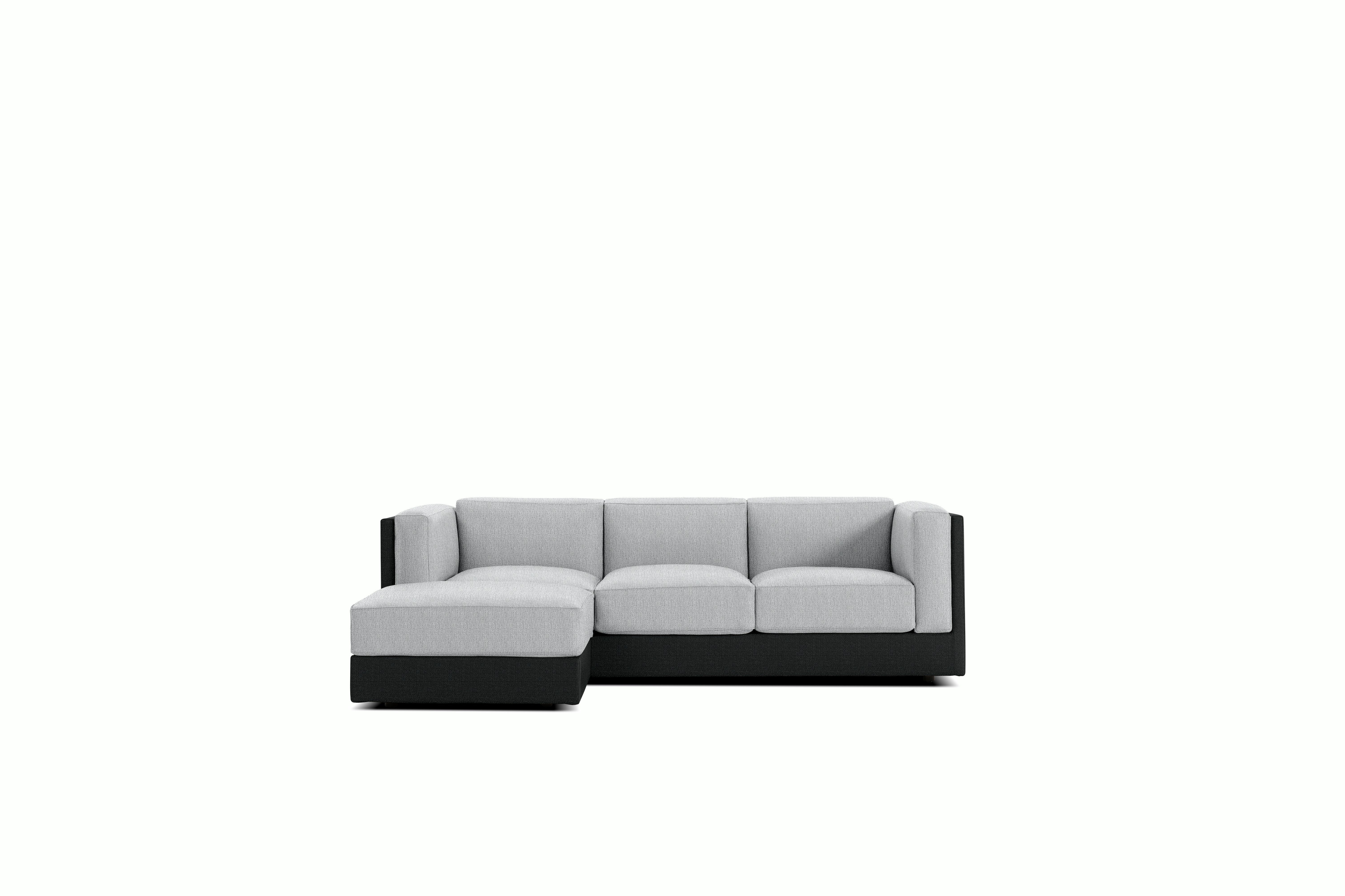 Symme Sectional Chaise - Fabric Frame,  Pebble Weave,  Cinder,  Pebble Weave,  Fog
