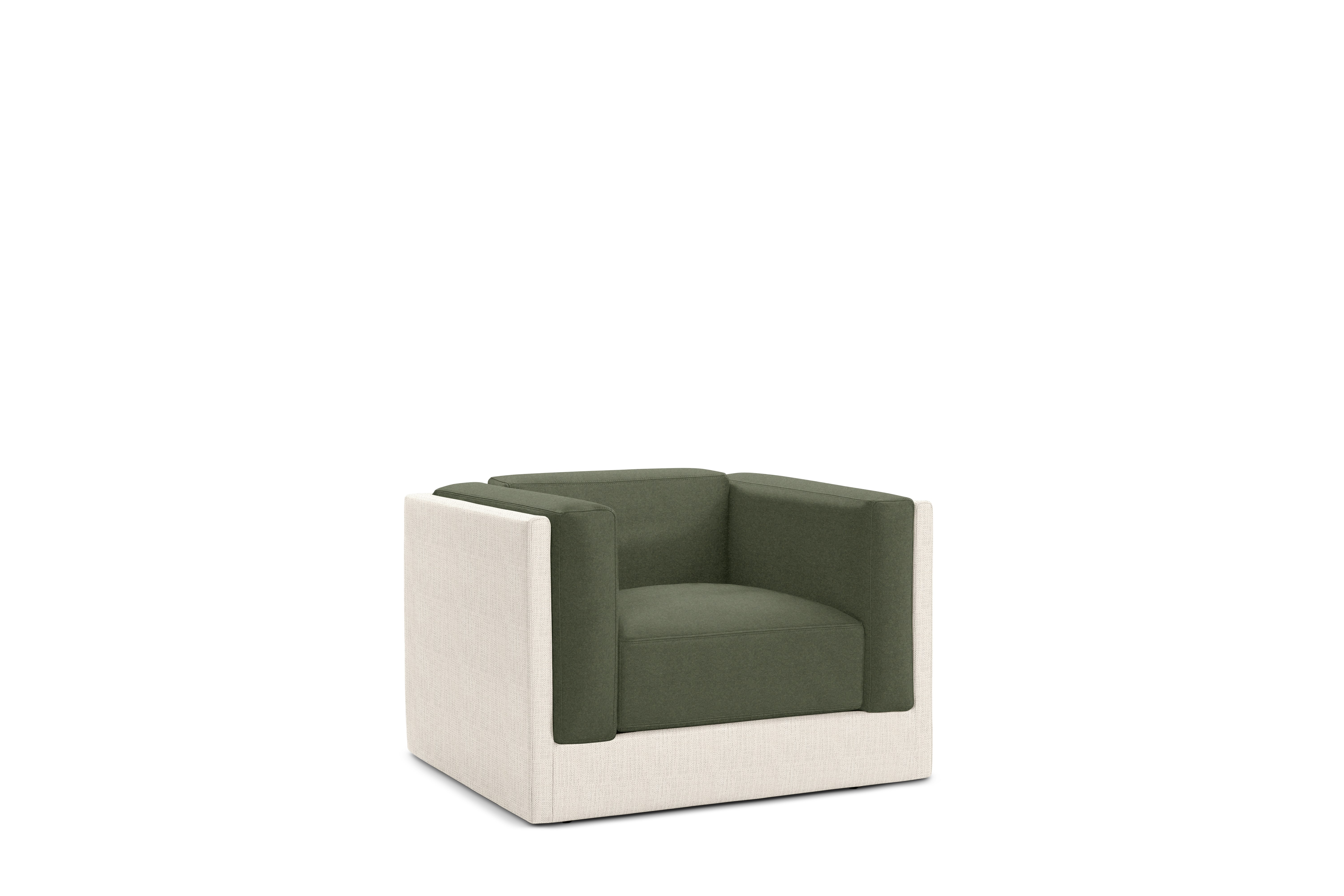 Symme Armchair - Fabric Frame,  Pebble Weave,  Ecru,  Pecora,  Hunter