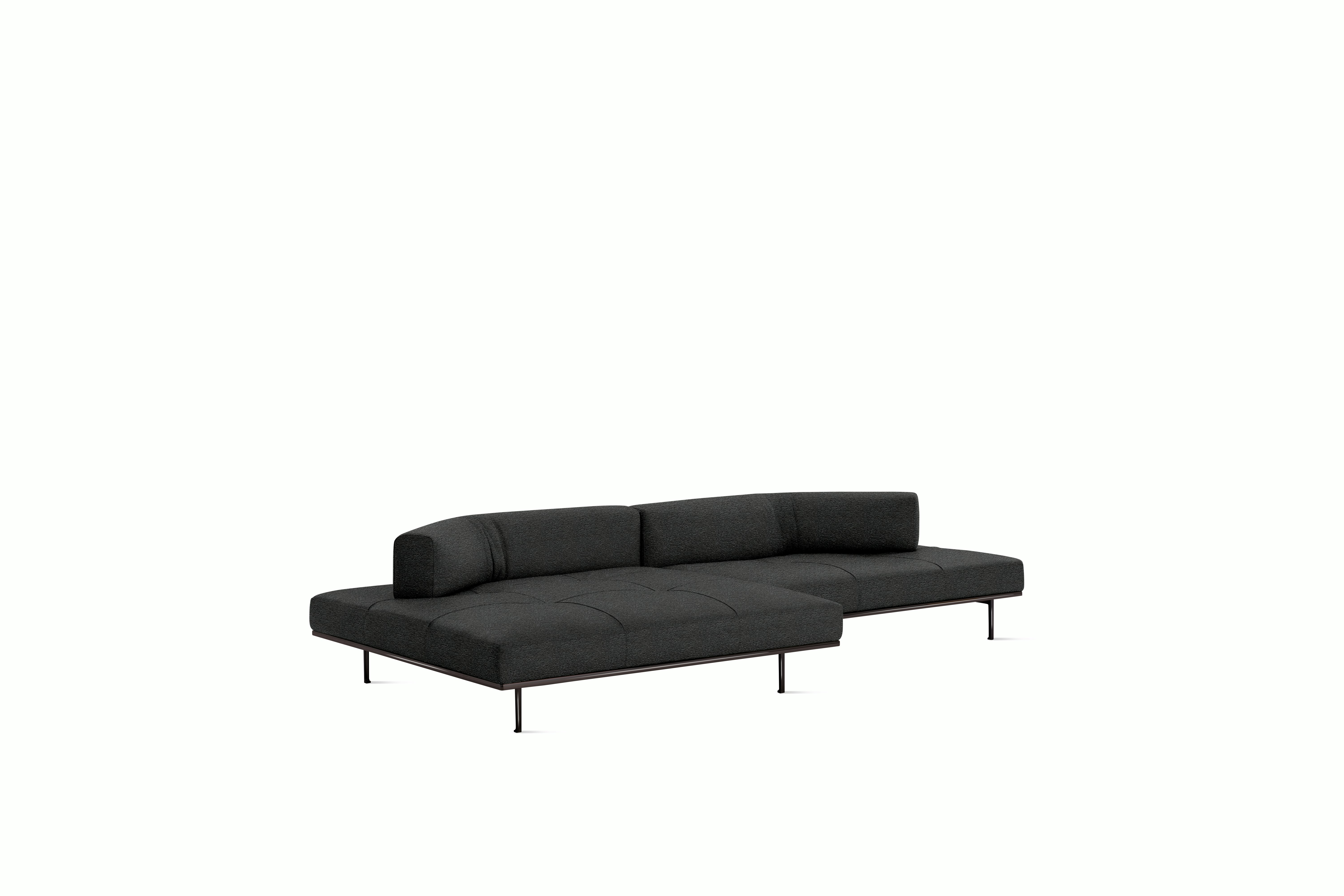 Matic Sectional- MH12 Config - Chaise Sectional,  Right,  Quilted,  Curly,  Dark Grey,  Charcoal