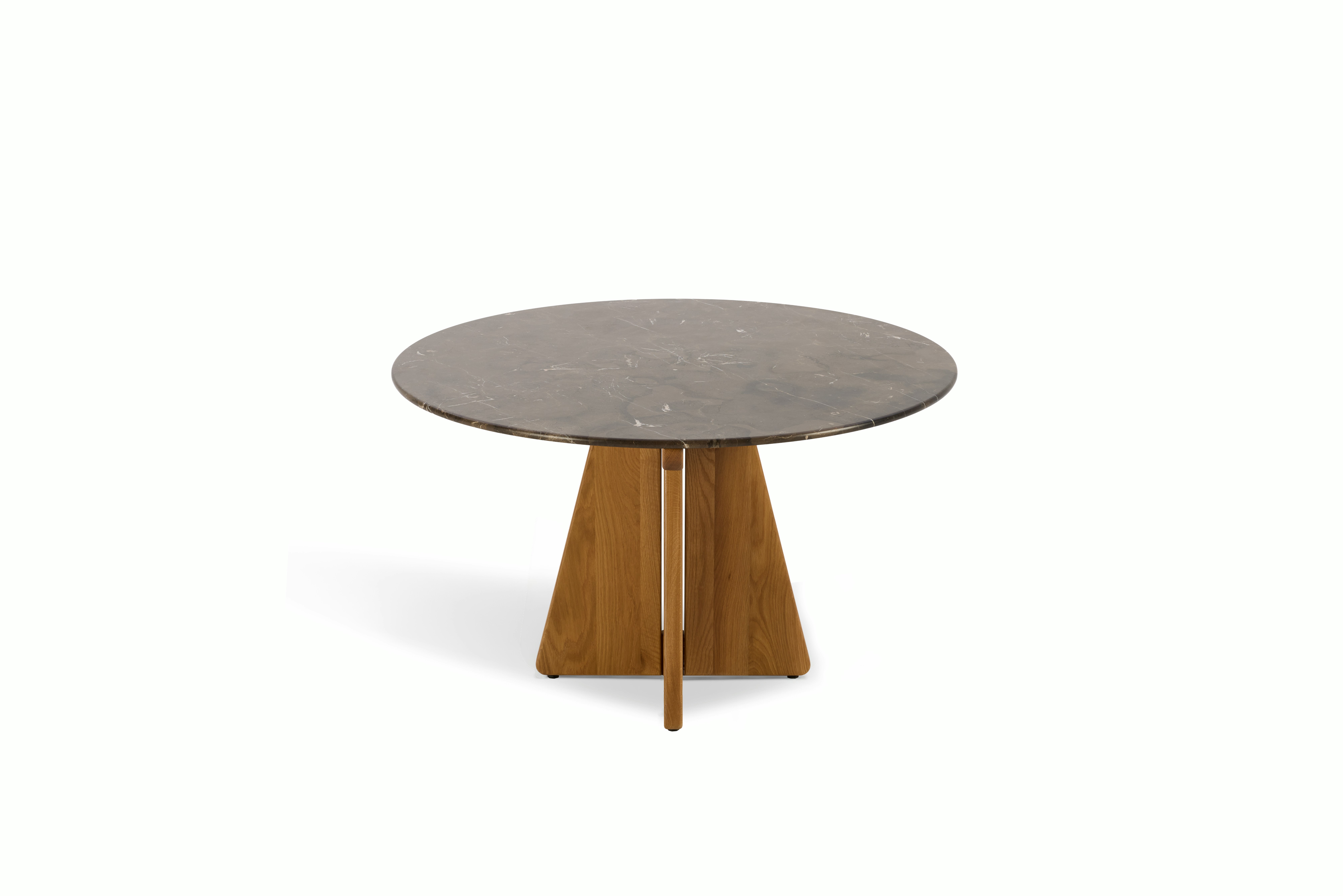 A Pinna Dining Table in Oak Espresso viewed from above.