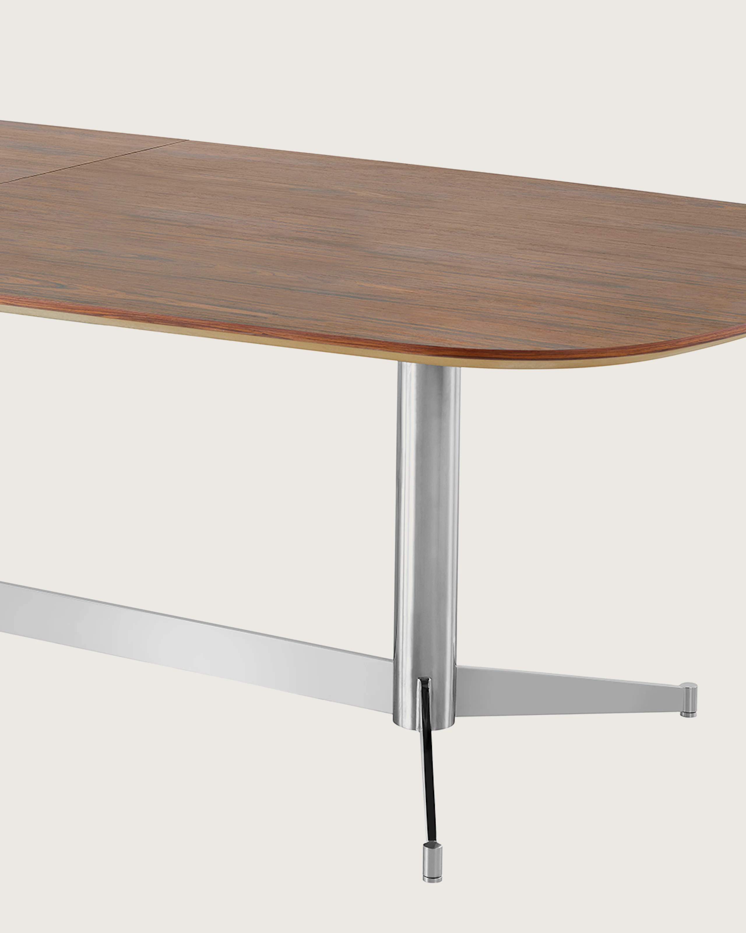 An MP Table in Recograin Rosewood, viewed from a three-quarter perspective.
