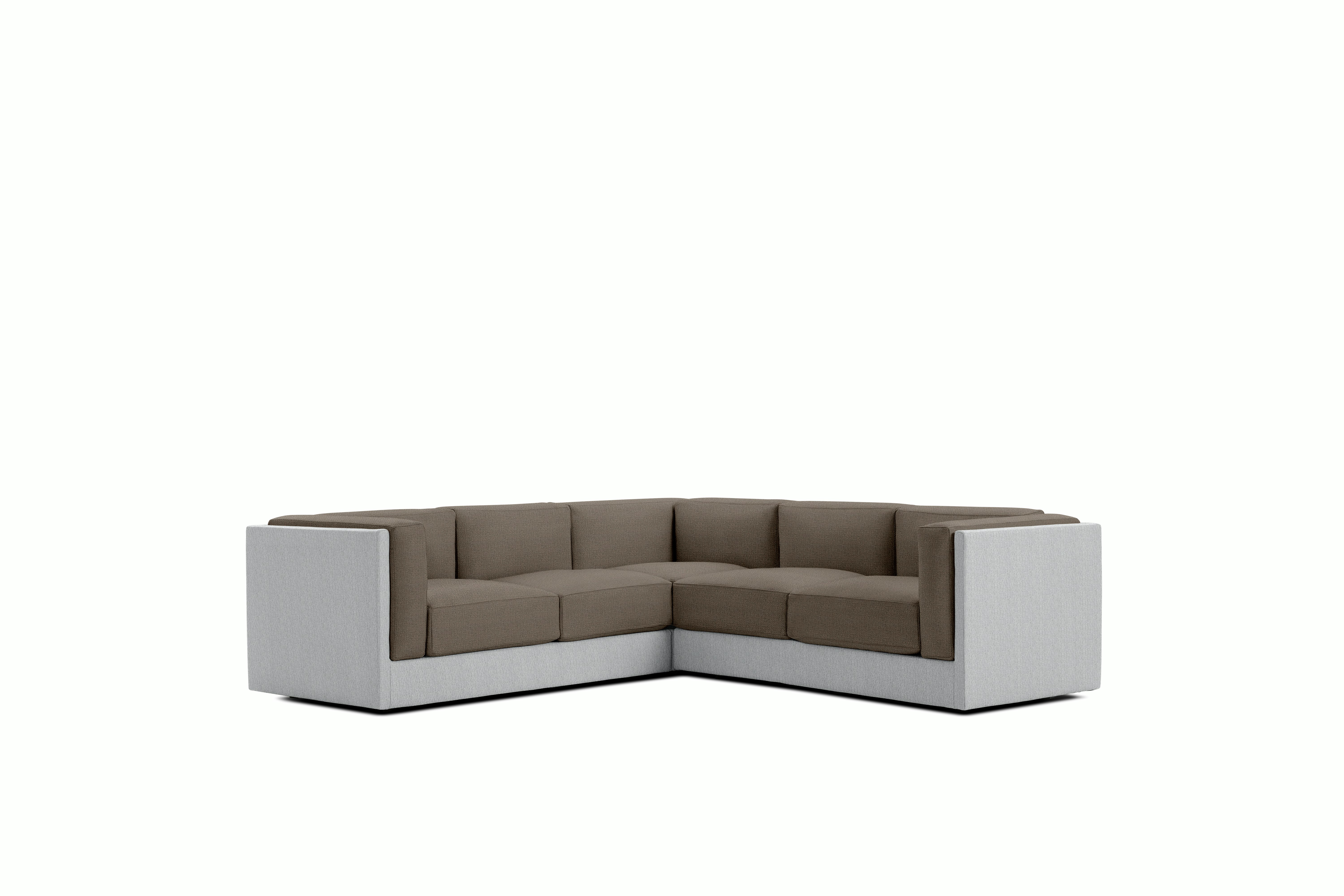 Symme Corner Sectional - Fabric Frame,  Pebble Weave,  Fog,  Pebble Weave,  Bark