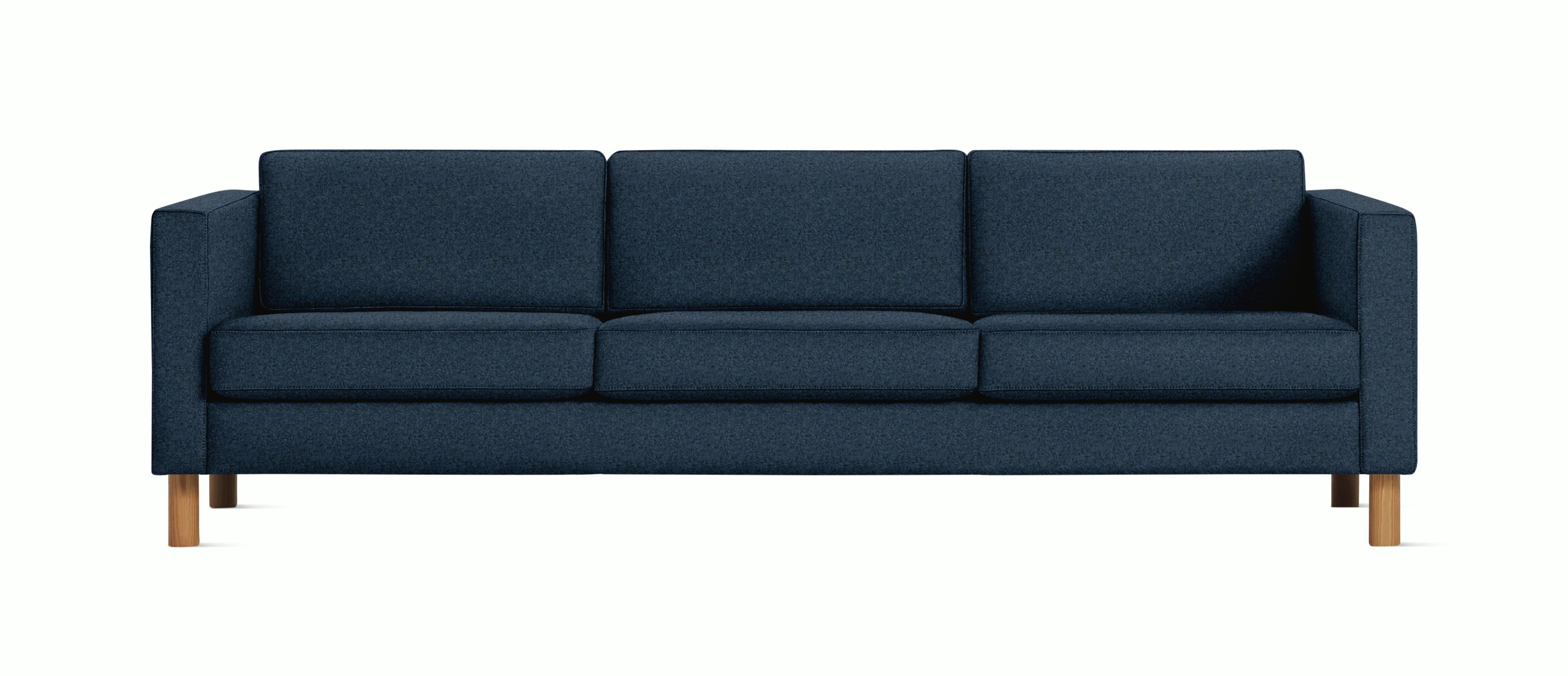 Lispenard Sofa three seater in heathered dark blue color with 6" legs.