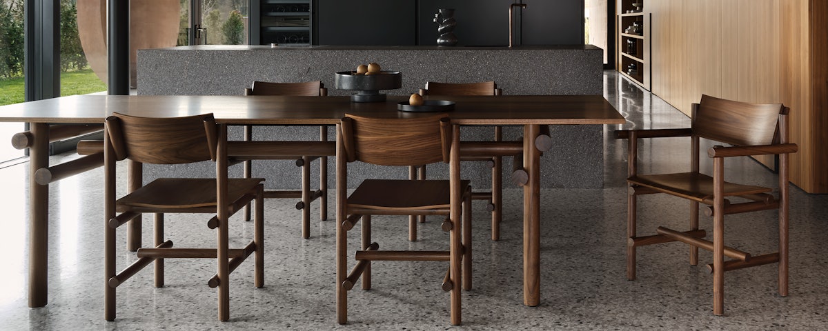 Muecke Dining Table and Muecke Dining Chairs in a dining room setting