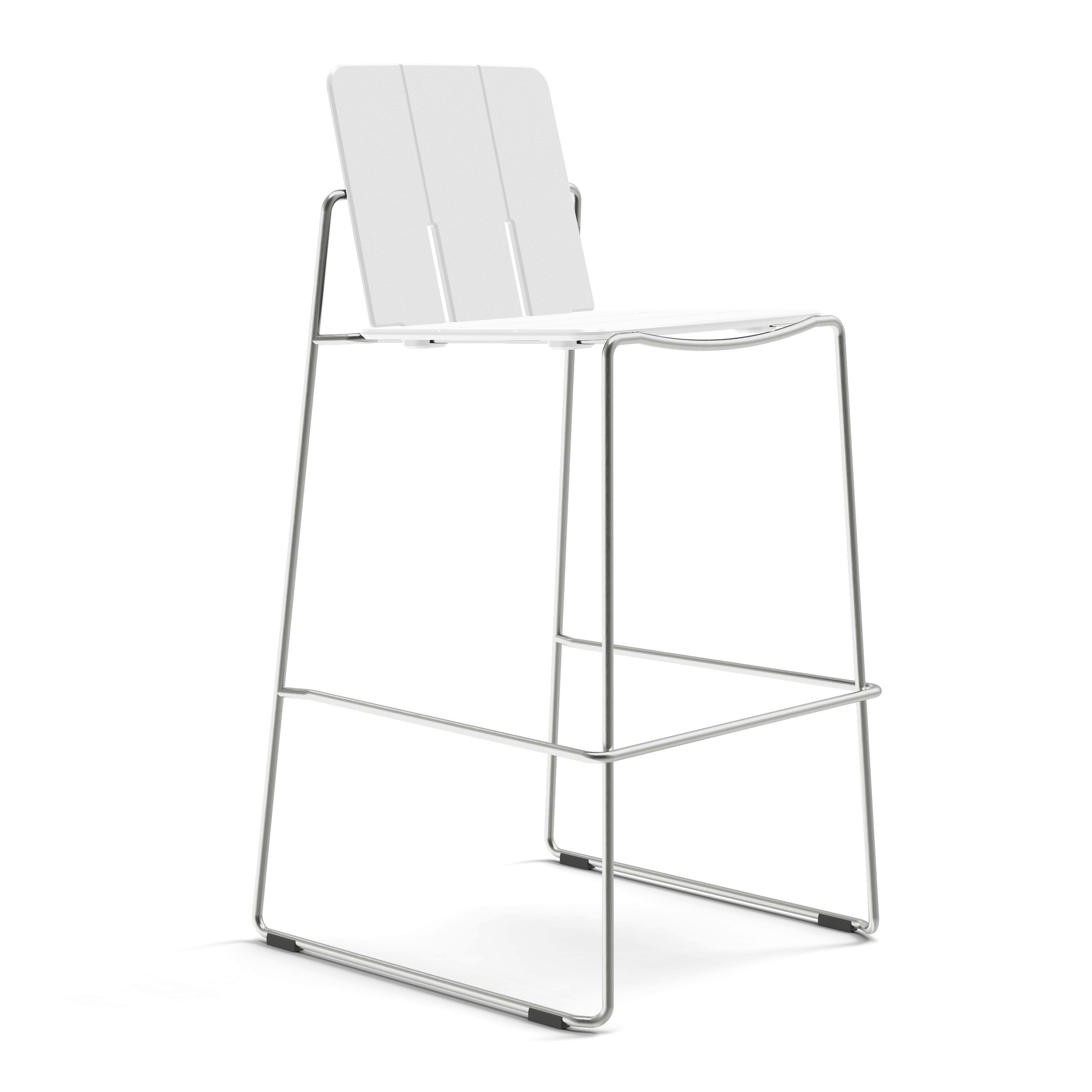 Keene Stool - Bar Height, White, Stainless Steel