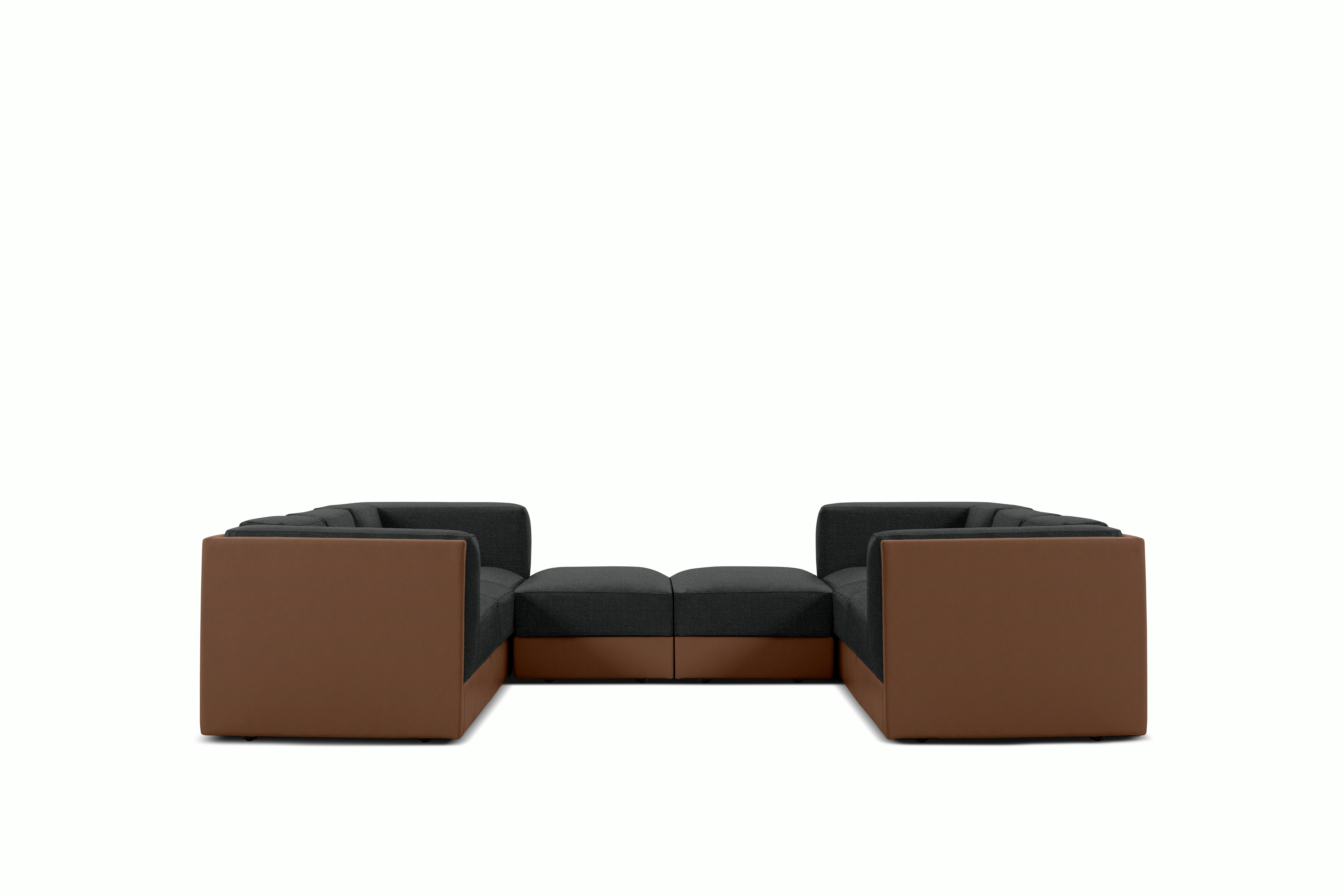 Symme U-Sectional - Leather Frame,  Prone Leather,  Ledge,  Pebble Weave,  Cinder