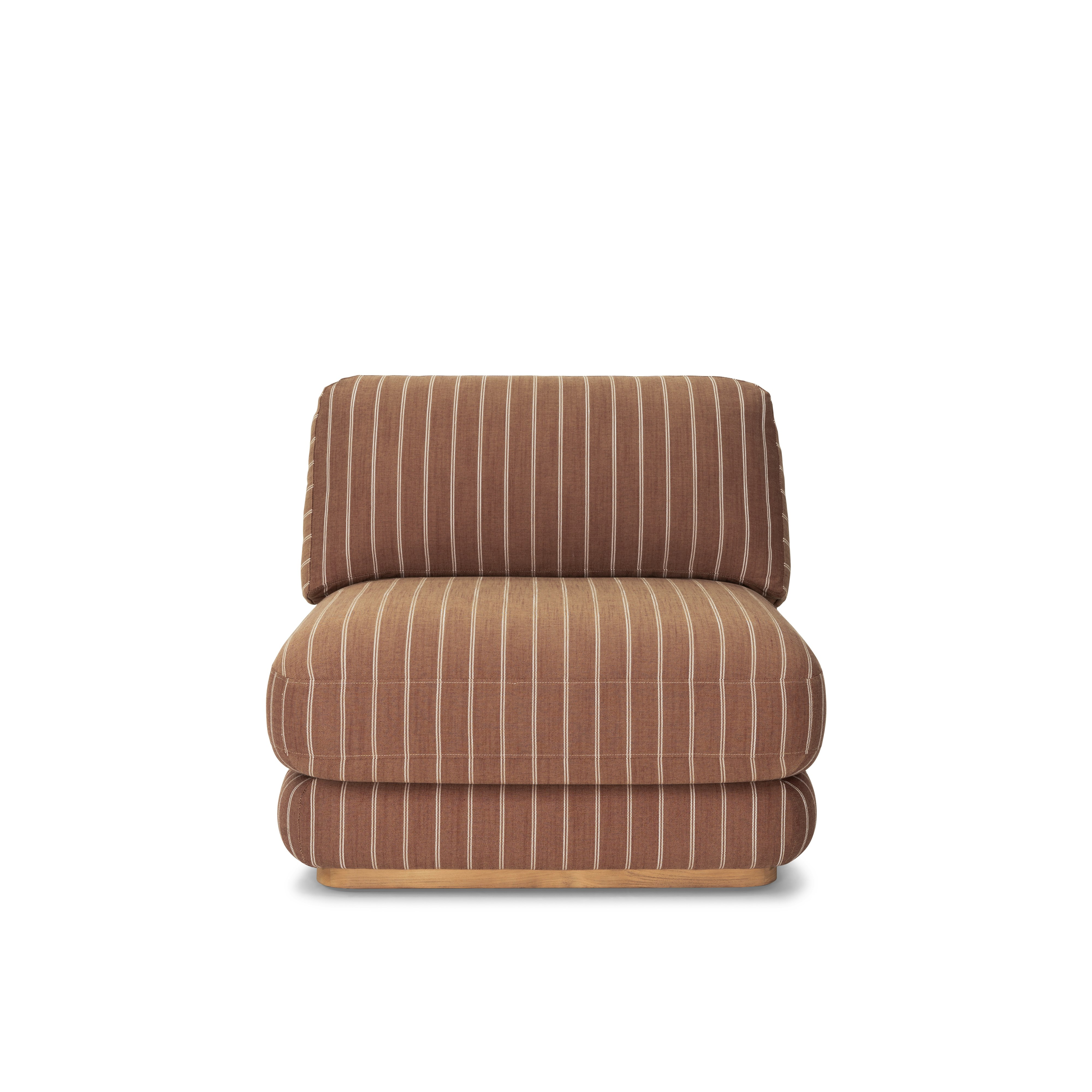 A Stack Outdoor Lounge Chair in Terra Rossa viewed from the front.